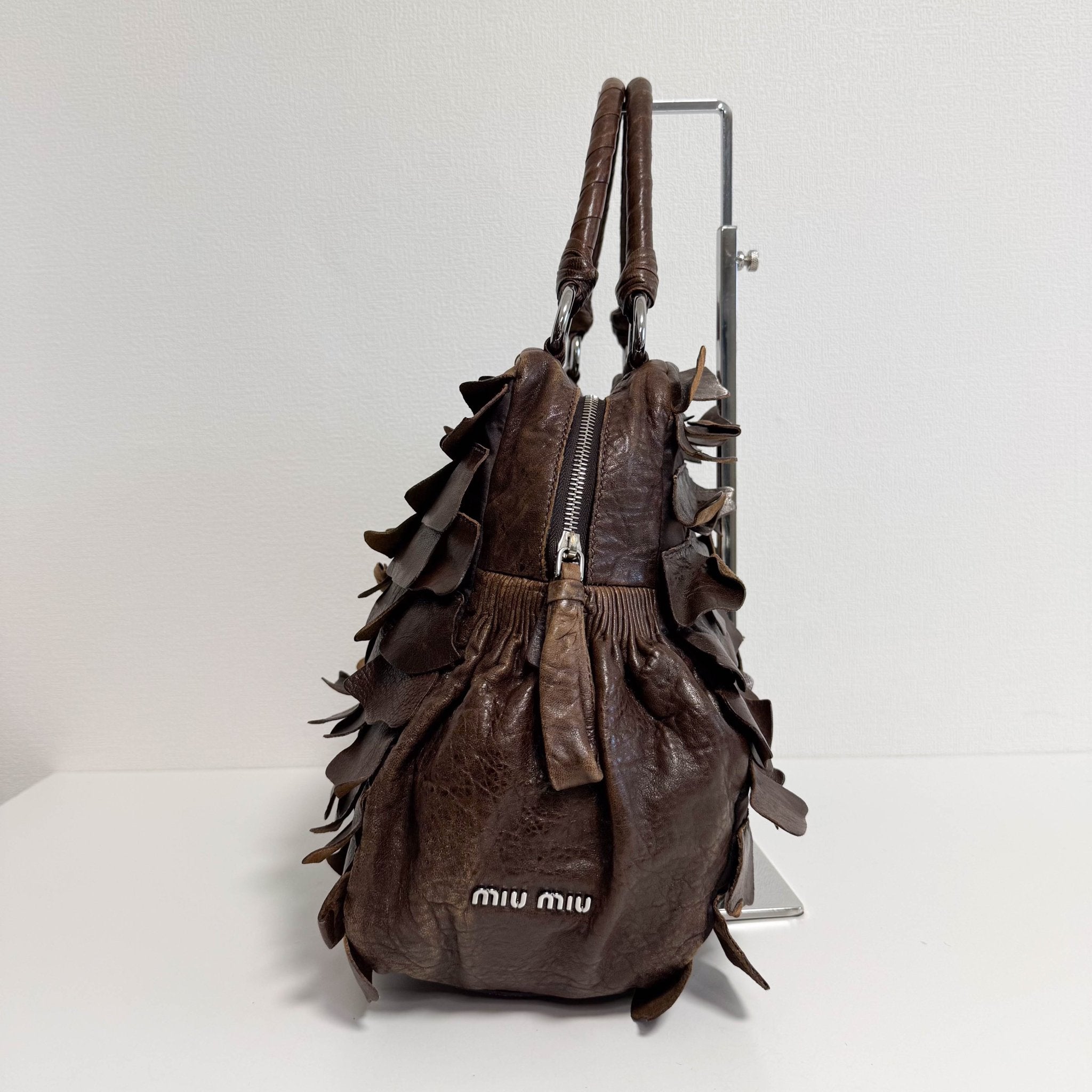 MIU MIU Archive Brown Leather Fringe Hand Bag, in , Sold by HIVE PRELOVED - Handle Bags, ,