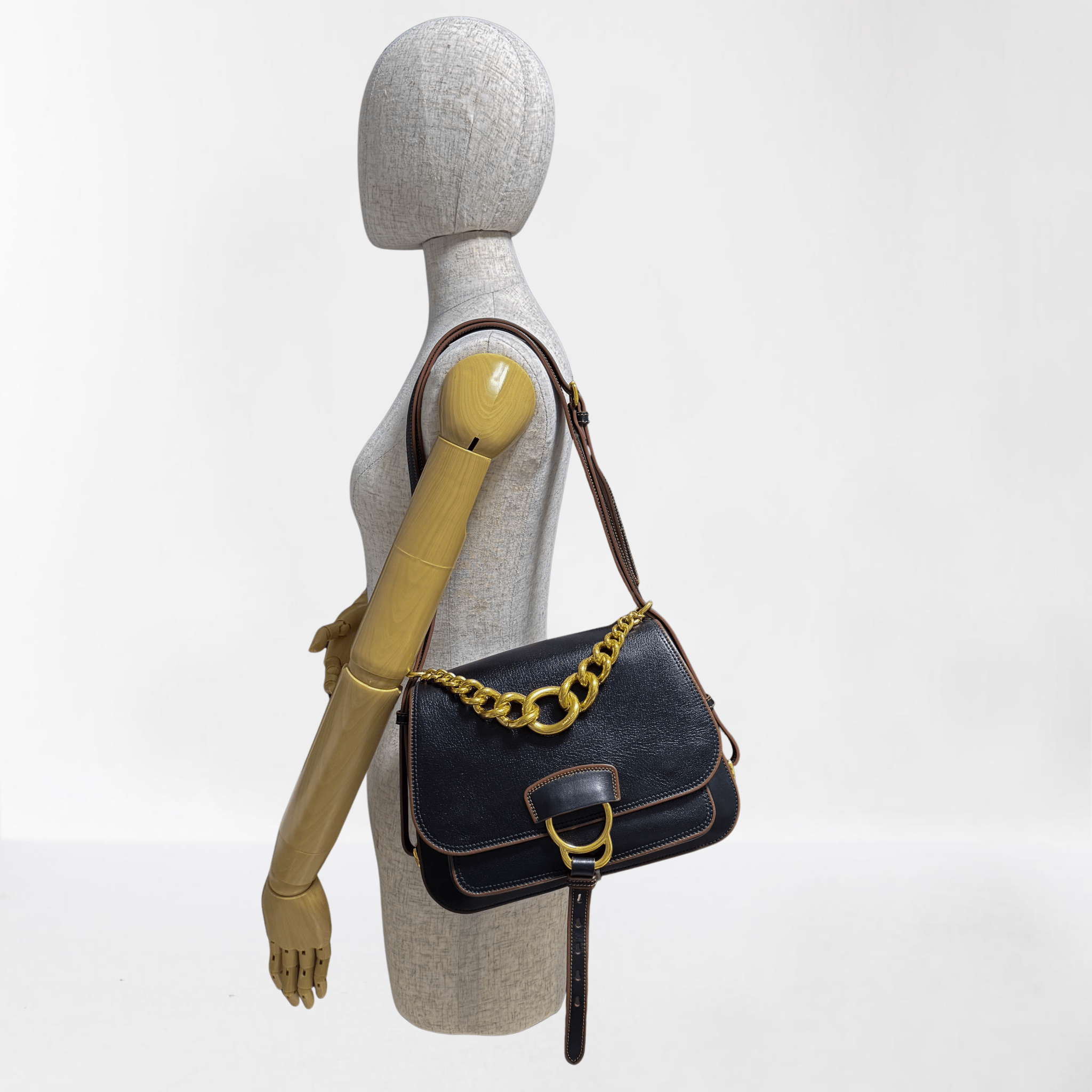 MIU MIU Archive Brown Leather Gold Chain Shoulder Bag, in , Sold by HIVE PRELOVED - Shoulder Bags, ,