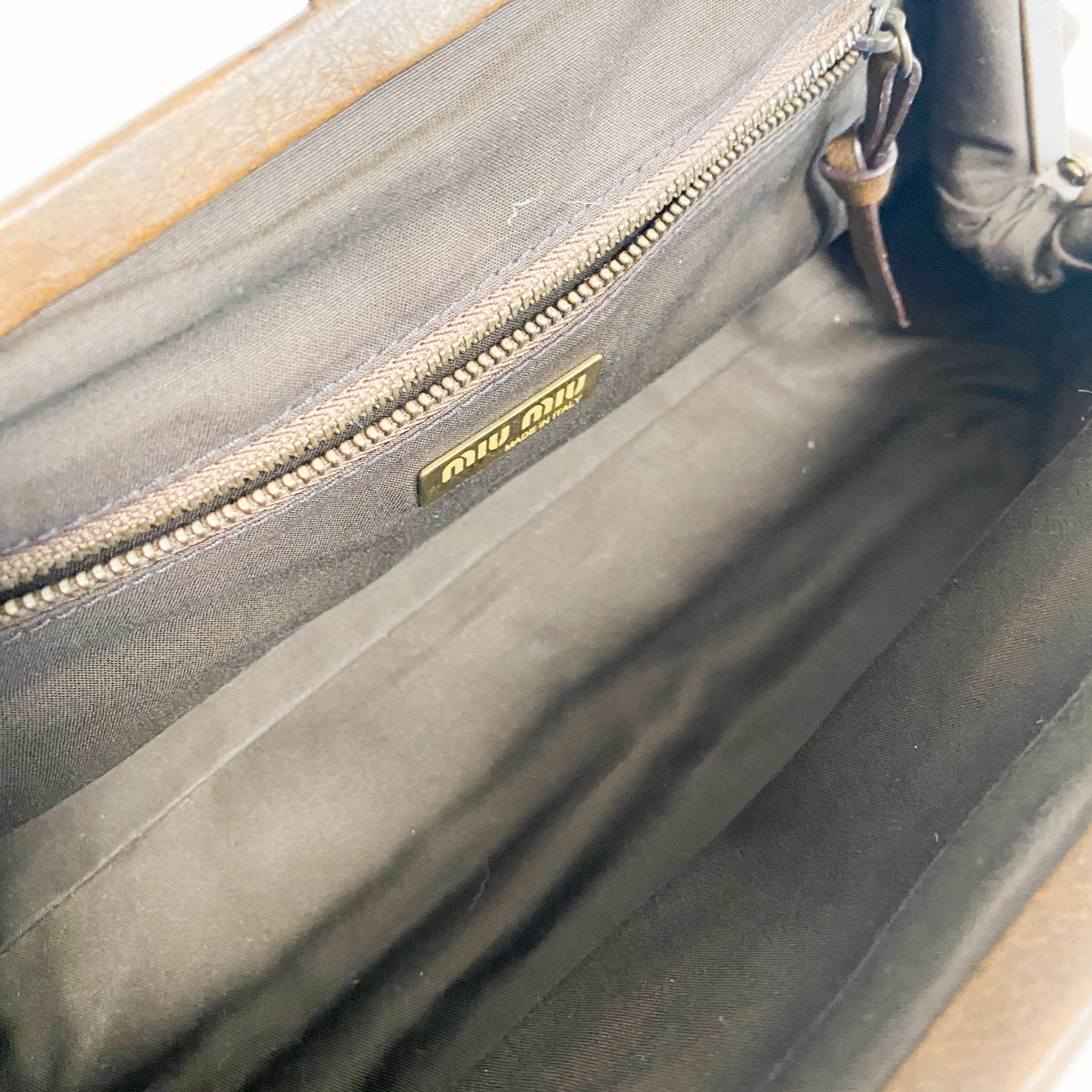 MIU MIU Archive Brown Leather with Knitted Shoulder Bag, in , Sold by HIVE PRELOVED - Shoulder Bags, ,