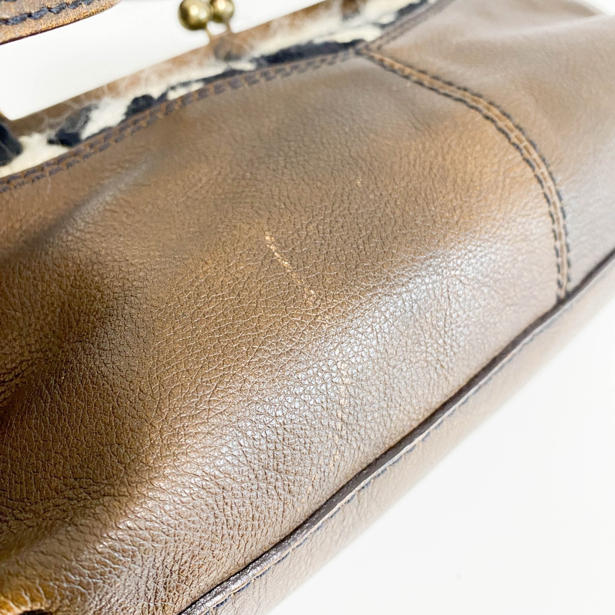 MIU MIU Archive Brown Leather with Knitted Shoulder Bag, in , Sold by HIVE PRELOVED - Shoulder Bags, ,