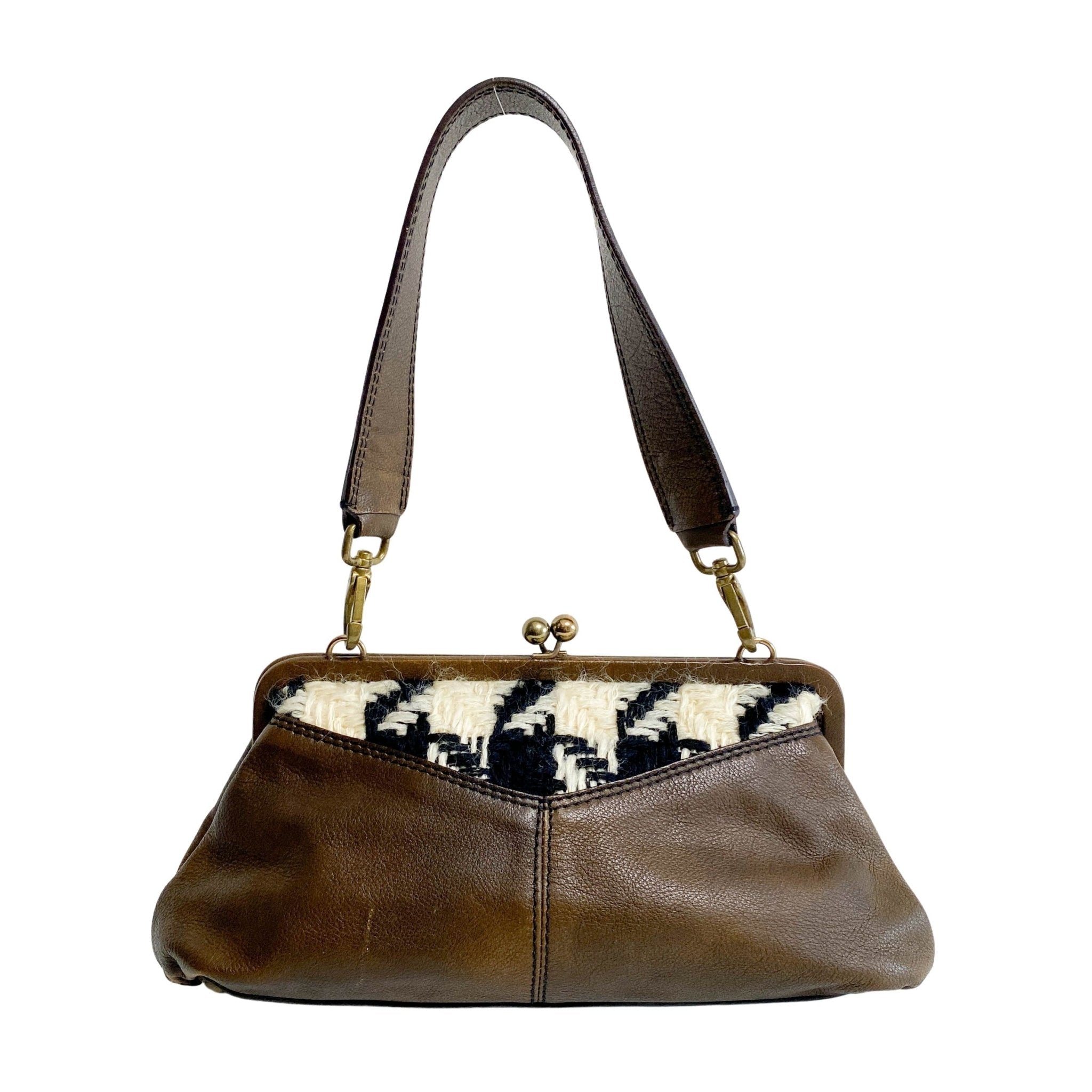 MIU MIU Archive Brown Leather with Knitted Shoulder Bag, in , Sold by HIVE PRELOVED - Shoulder Bags, ,