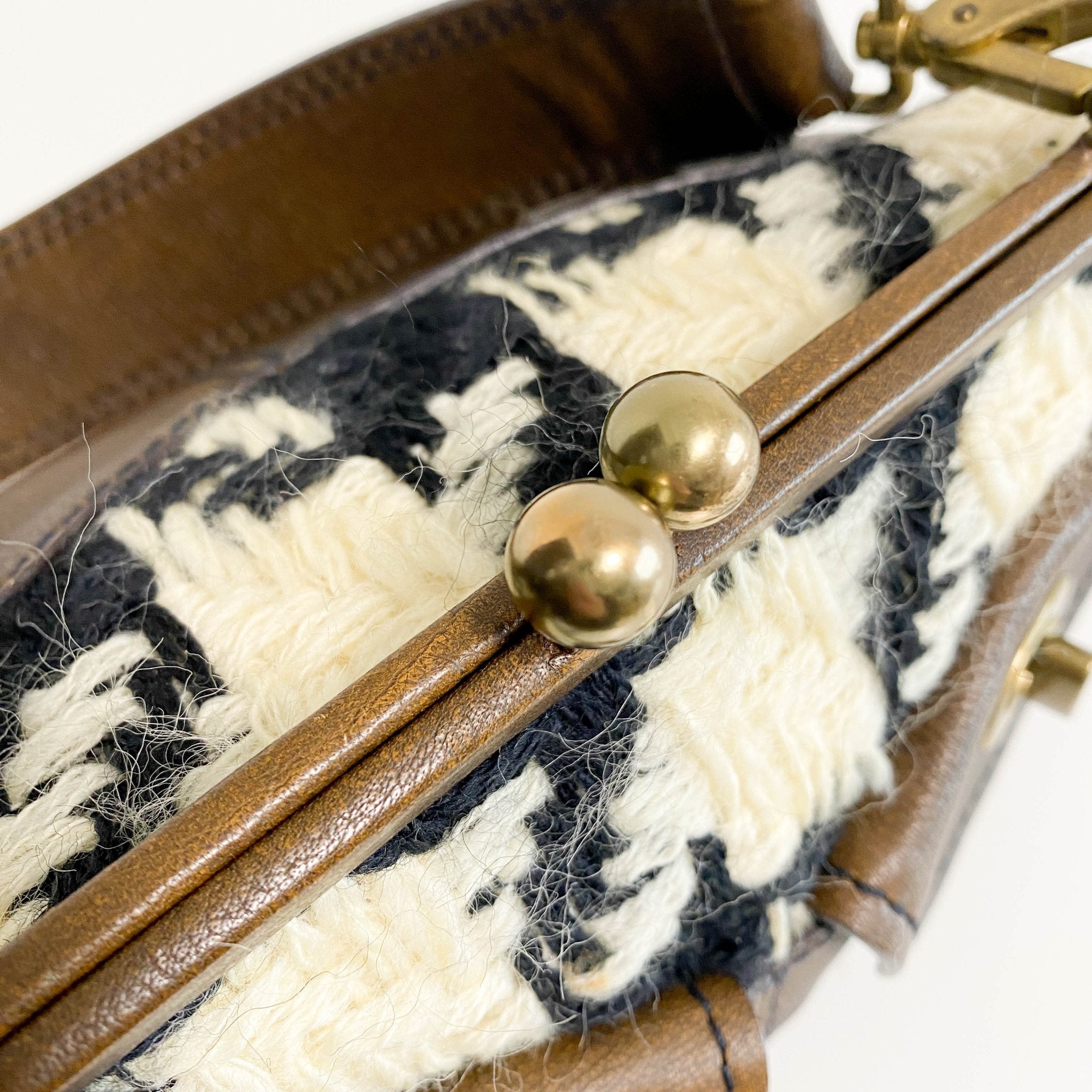 MIU MIU Archive Brown Leather with Knitted Shoulder Bag, in , Sold by HIVE PRELOVED - Shoulder Bags, ,