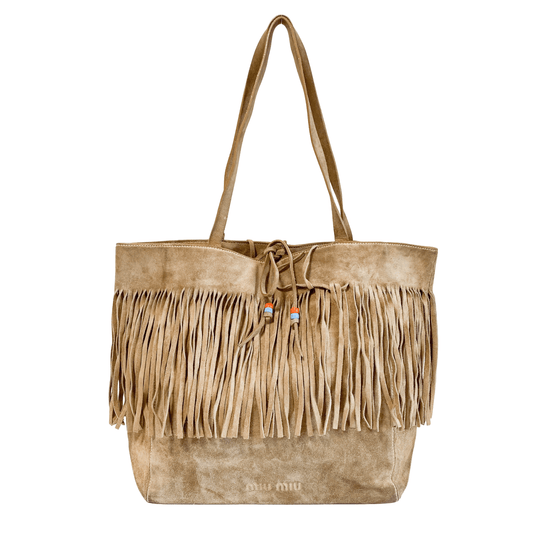 MIU MIU Archive Brown Suede Fringe Tote Bag, in , Sold by HIVE PRELOVED - Totes, ,