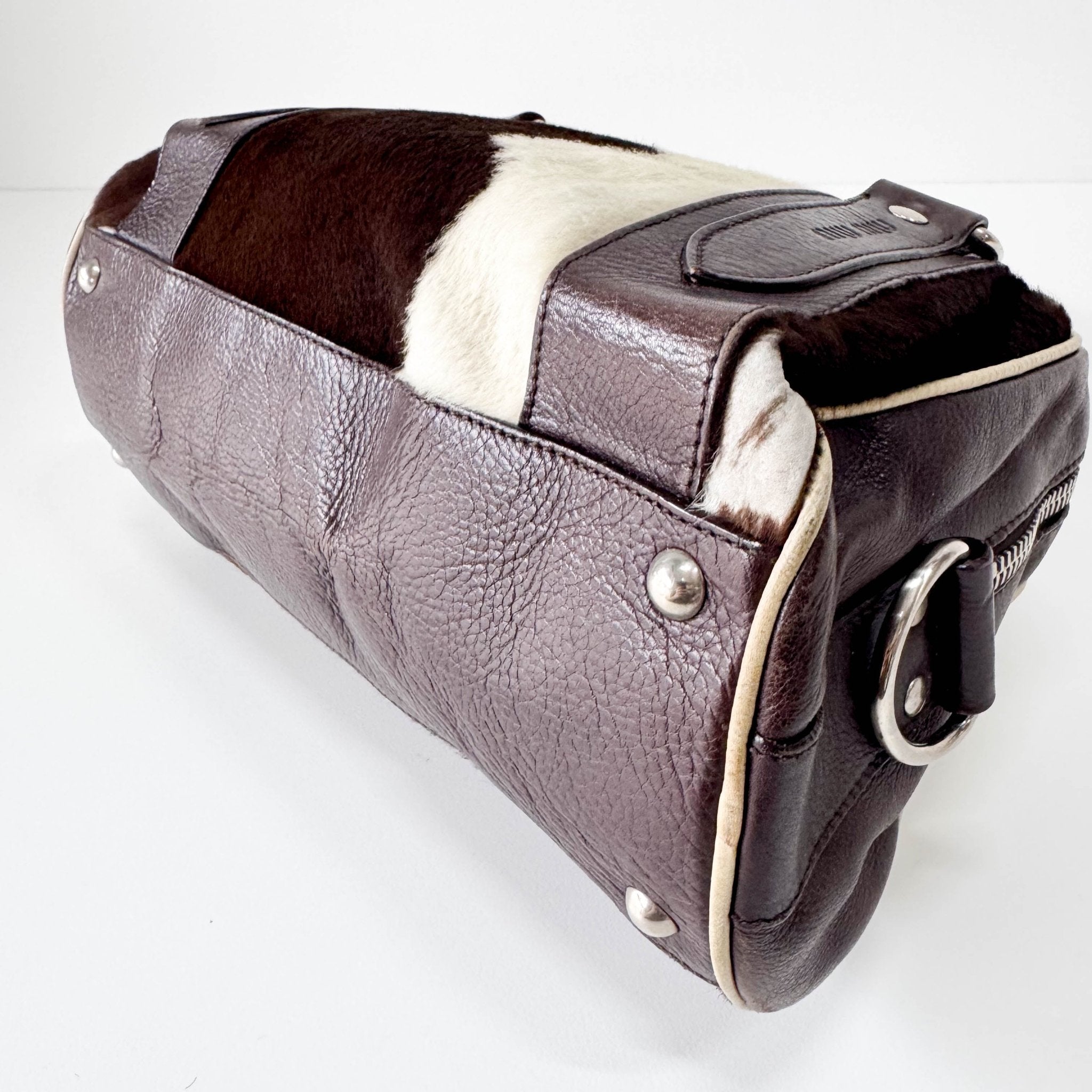 miu miu Archive Cow Print Pony Hair Shoulder Bag, in , Sold by HIVE PRELOVED - Shoulder Bags, ,