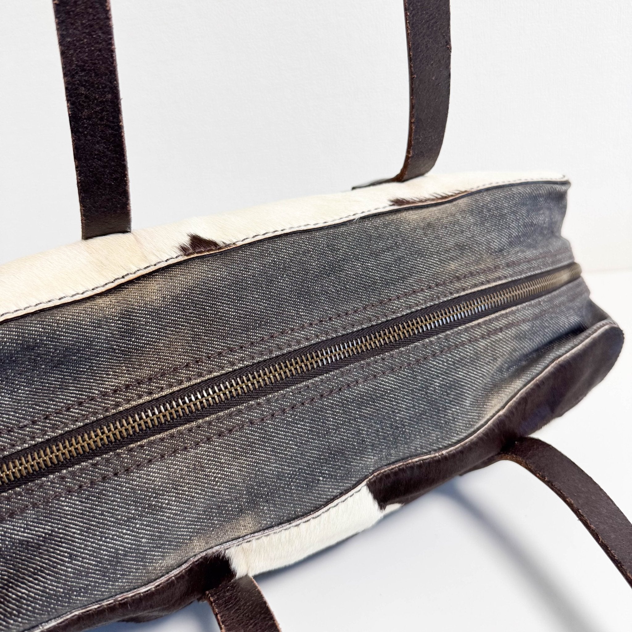 MIU MIU Archive Denim and Pony Hair Shoulder Bag, in , Sold by HIVE PRELOVED - Shoulder Bags, ,