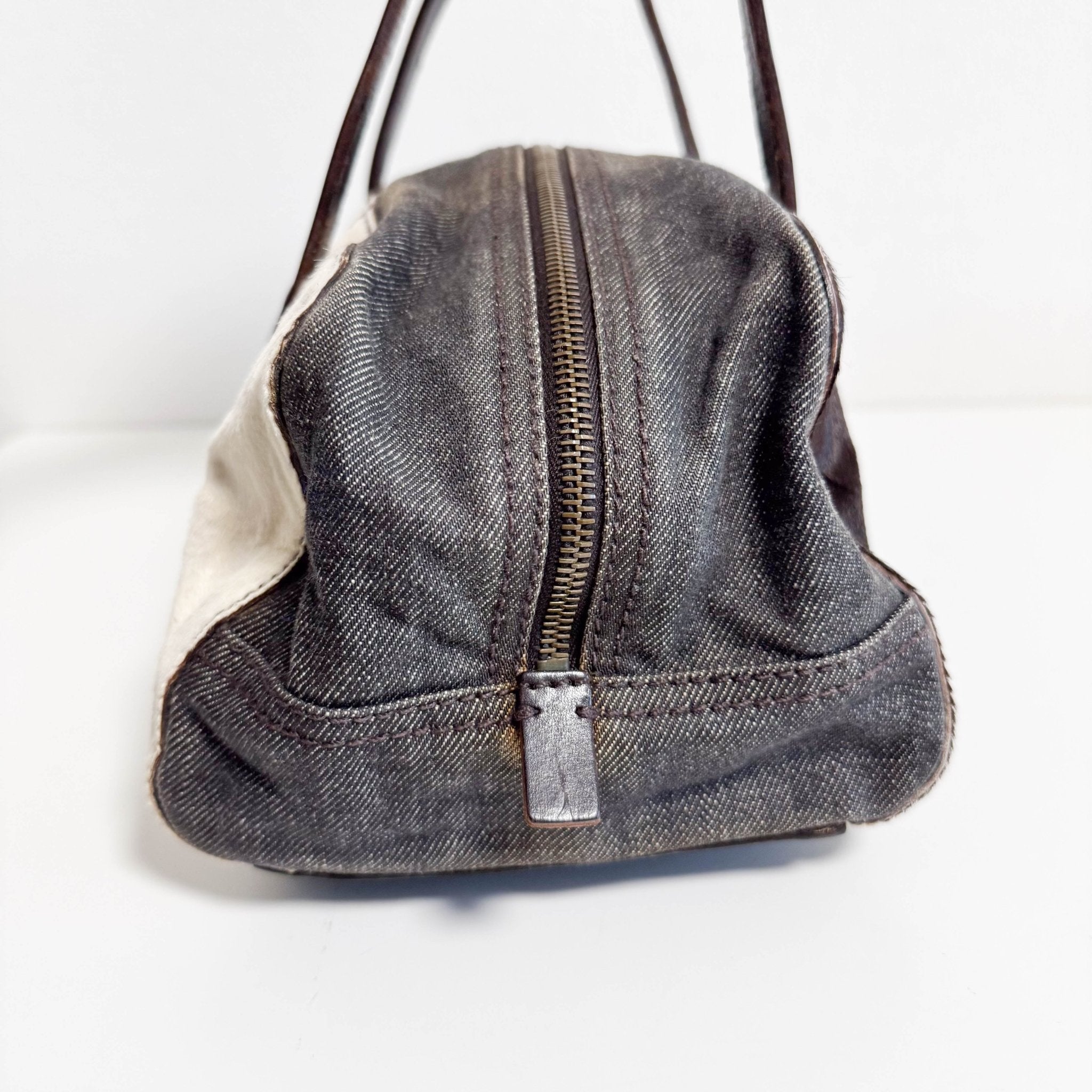 MIU MIU Archive Denim and Pony Hair Shoulder Bag, in , Sold by HIVE PRELOVED - Shoulder Bags, ,