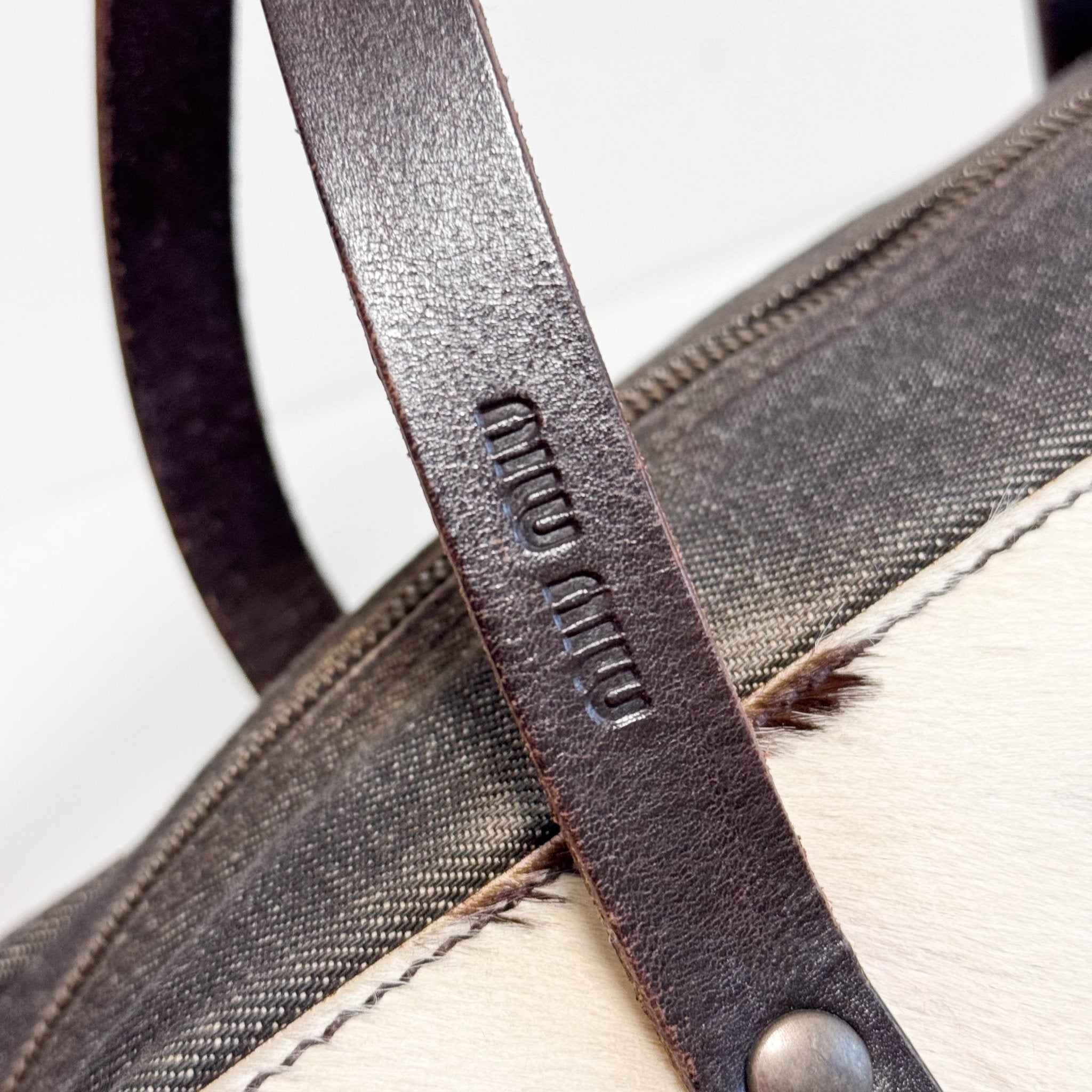 MIU MIU Archive Denim and Pony Hair Shoulder Bag, in , Sold by HIVE PRELOVED - Shoulder Bags, ,