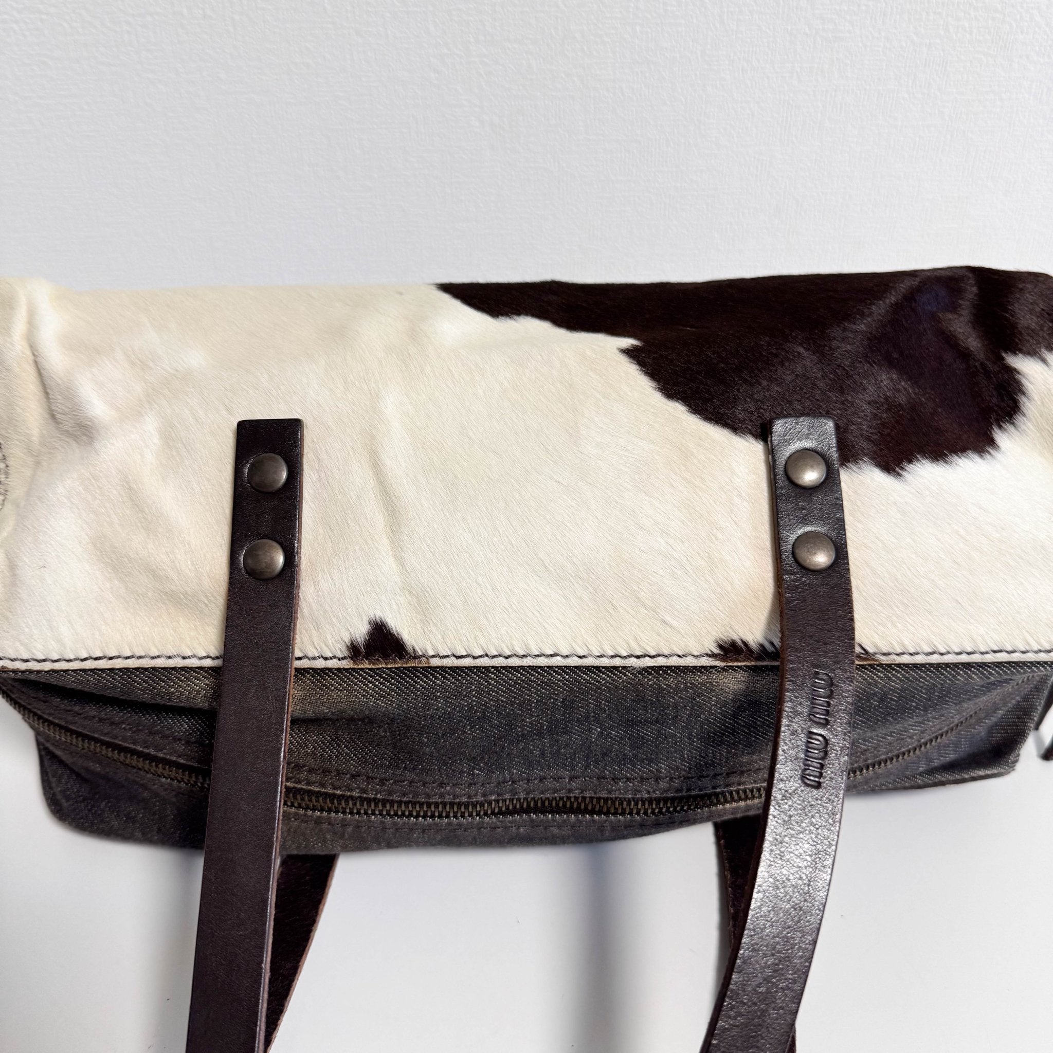 MIU MIU Archive Denim and Pony Hair Shoulder Bag, in , Sold by HIVE PRELOVED - Shoulder Bags, ,