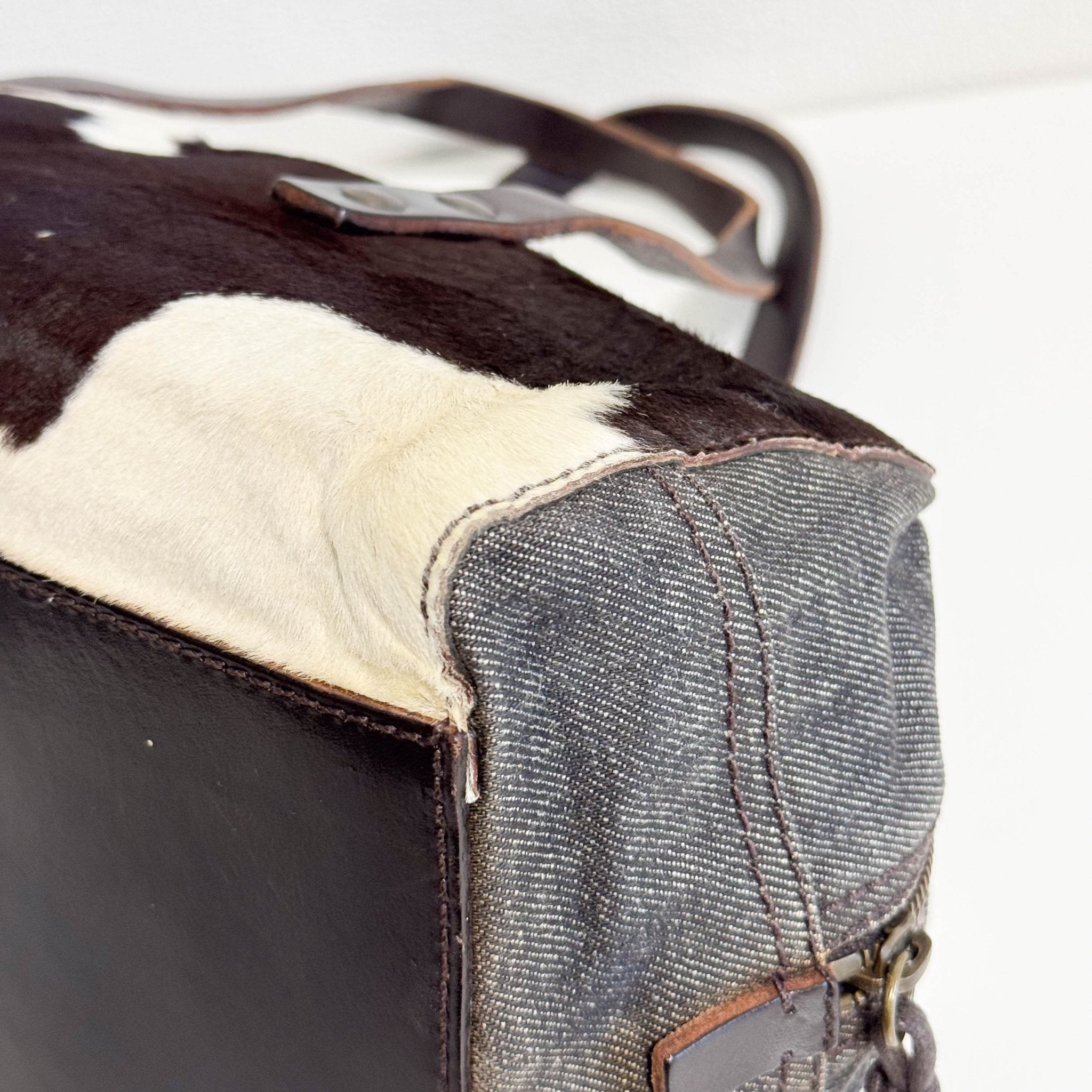 MIU MIU Archive Denim and Pony Hair Shoulder Bag, in , Sold by HIVE PRELOVED - Shoulder Bags, ,