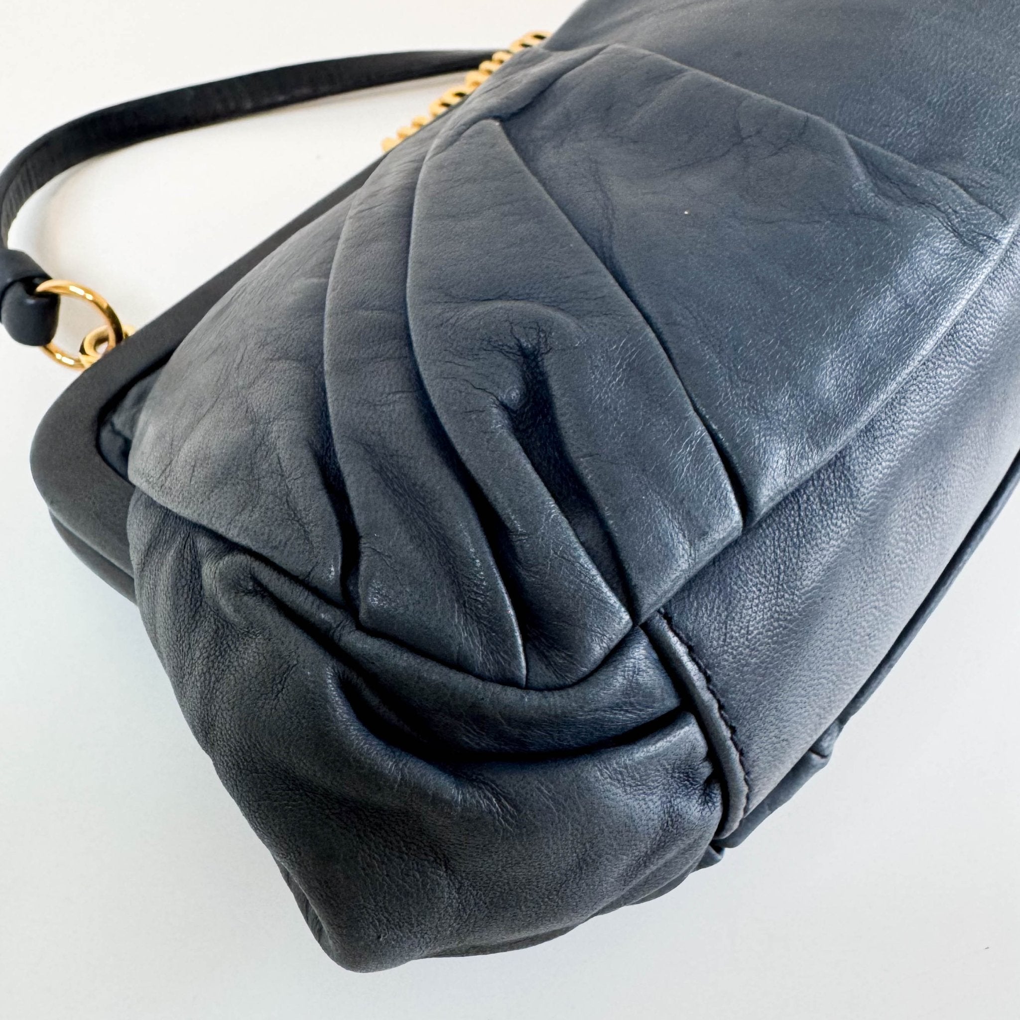 MIU MIU Archive Navy Leather Hobo Shoulder Bag, in , Sold by HIVE PRELOVED - Handle Bags, ,