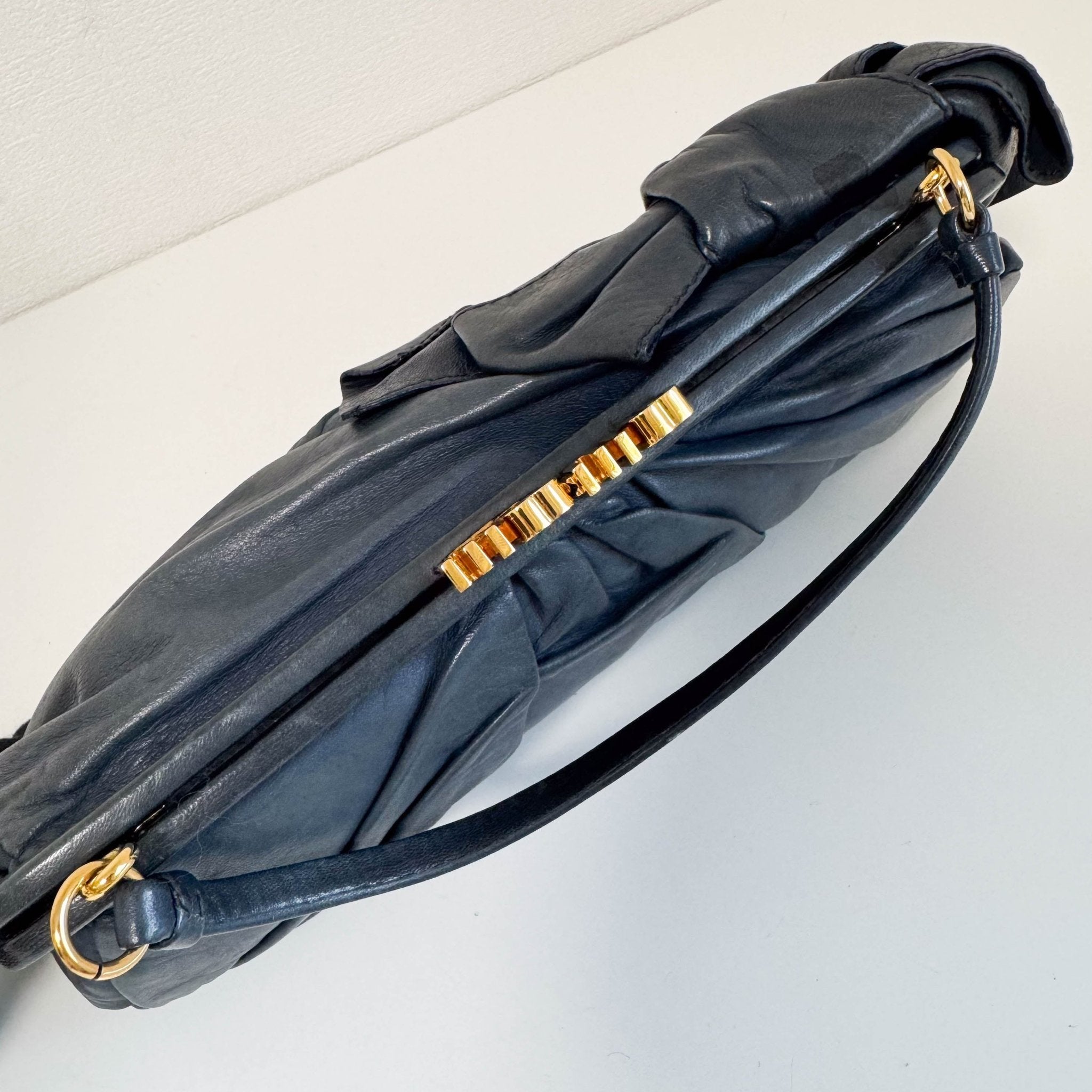 MIU MIU Archive Navy Leather Hobo Shoulder Bag, in , Sold by HIVE PRELOVED - Handle Bags, ,