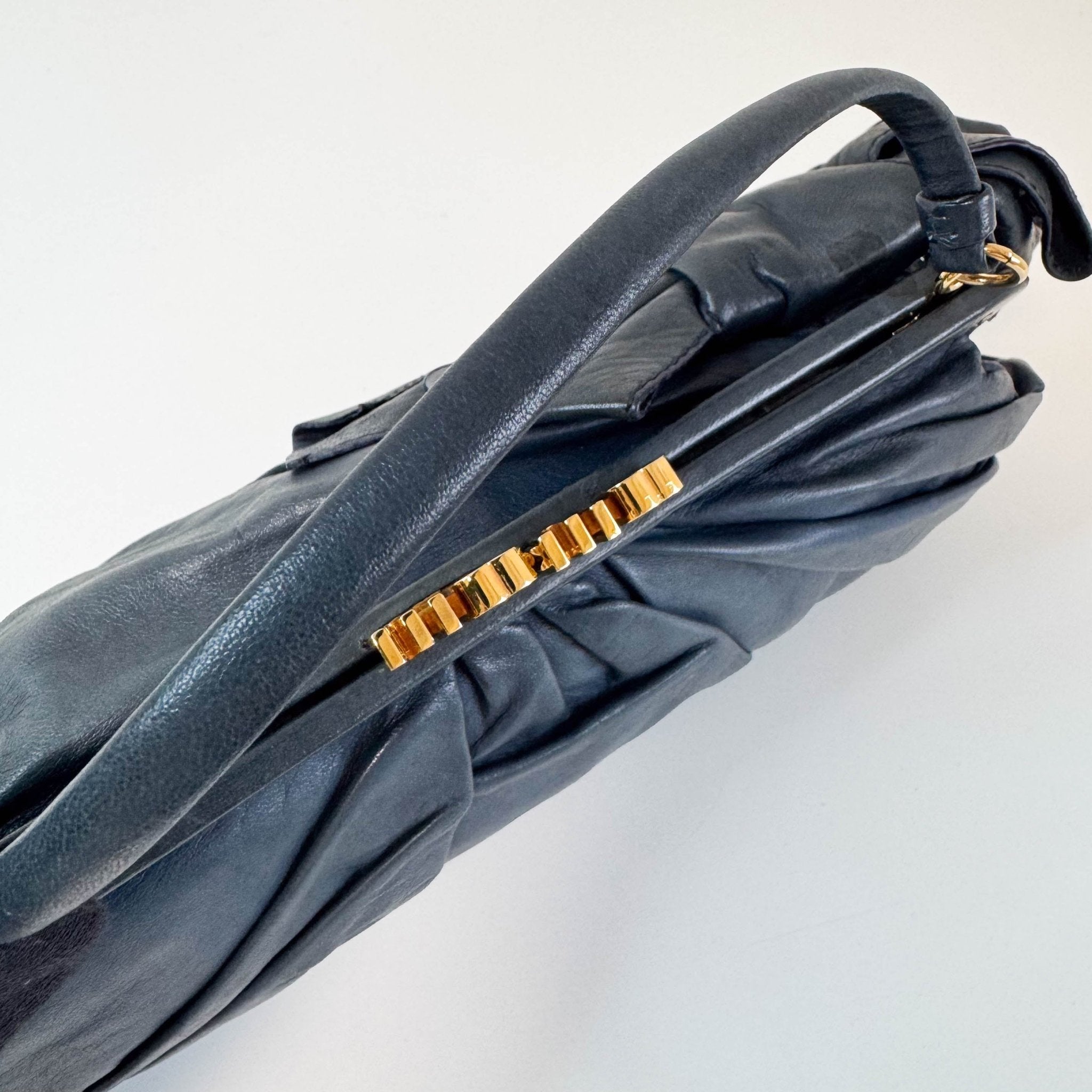 MIU MIU Archive Navy Leather Hobo Shoulder Bag, in , Sold by HIVE PRELOVED - Handle Bags, ,