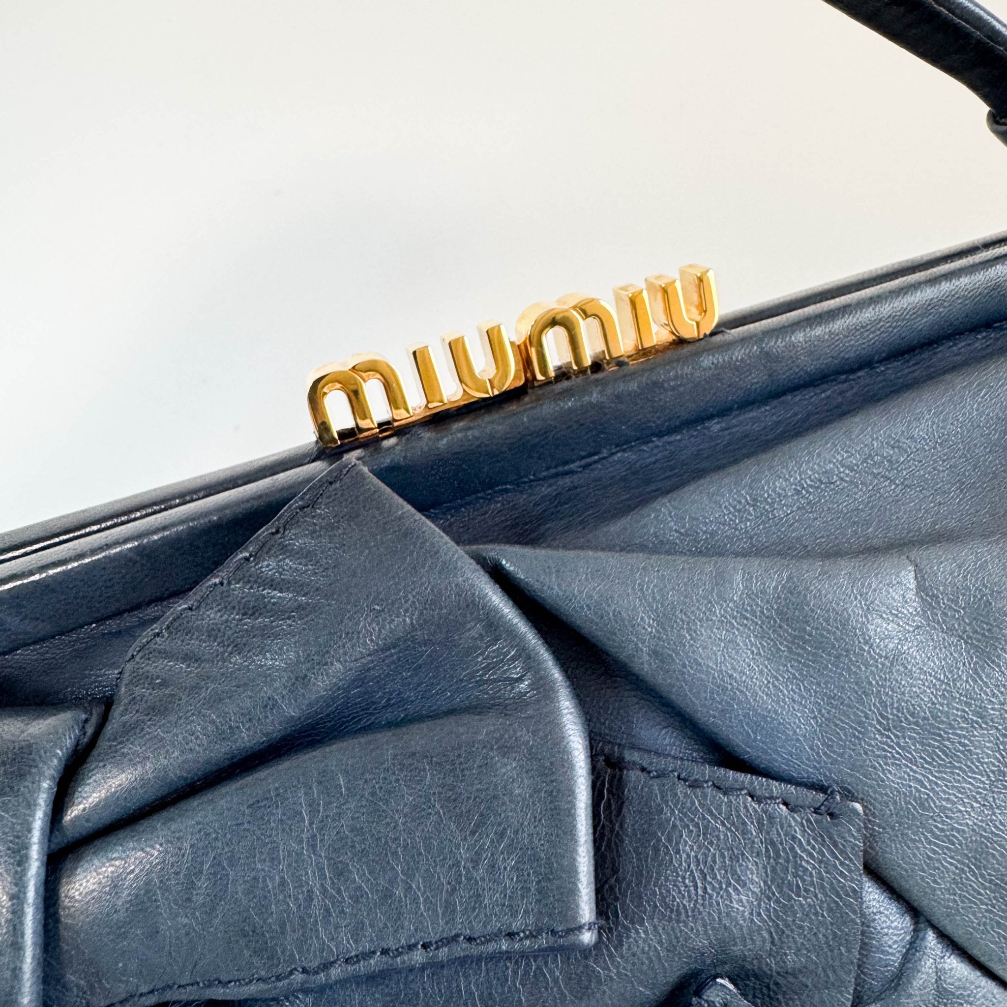 MIU MIU Archive Navy Leather Hobo Shoulder Bag, in , Sold by HIVE PRELOVED - Handle Bags, ,