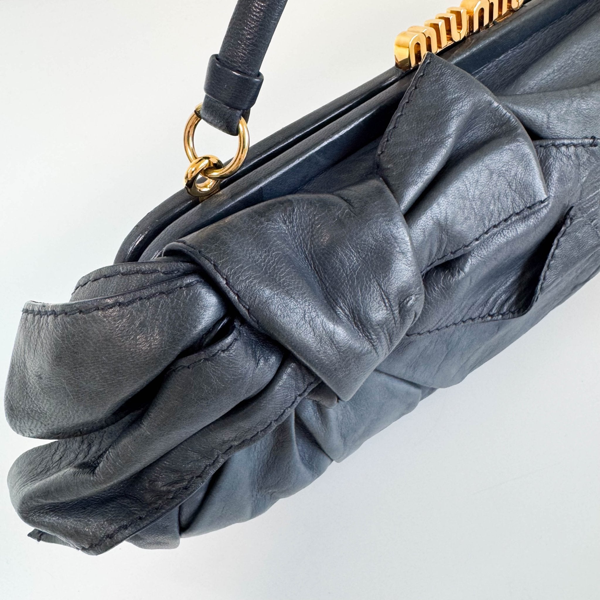 MIU MIU Archive Navy Leather Hobo Shoulder Bag, in , Sold by HIVE PRELOVED - Handle Bags, ,