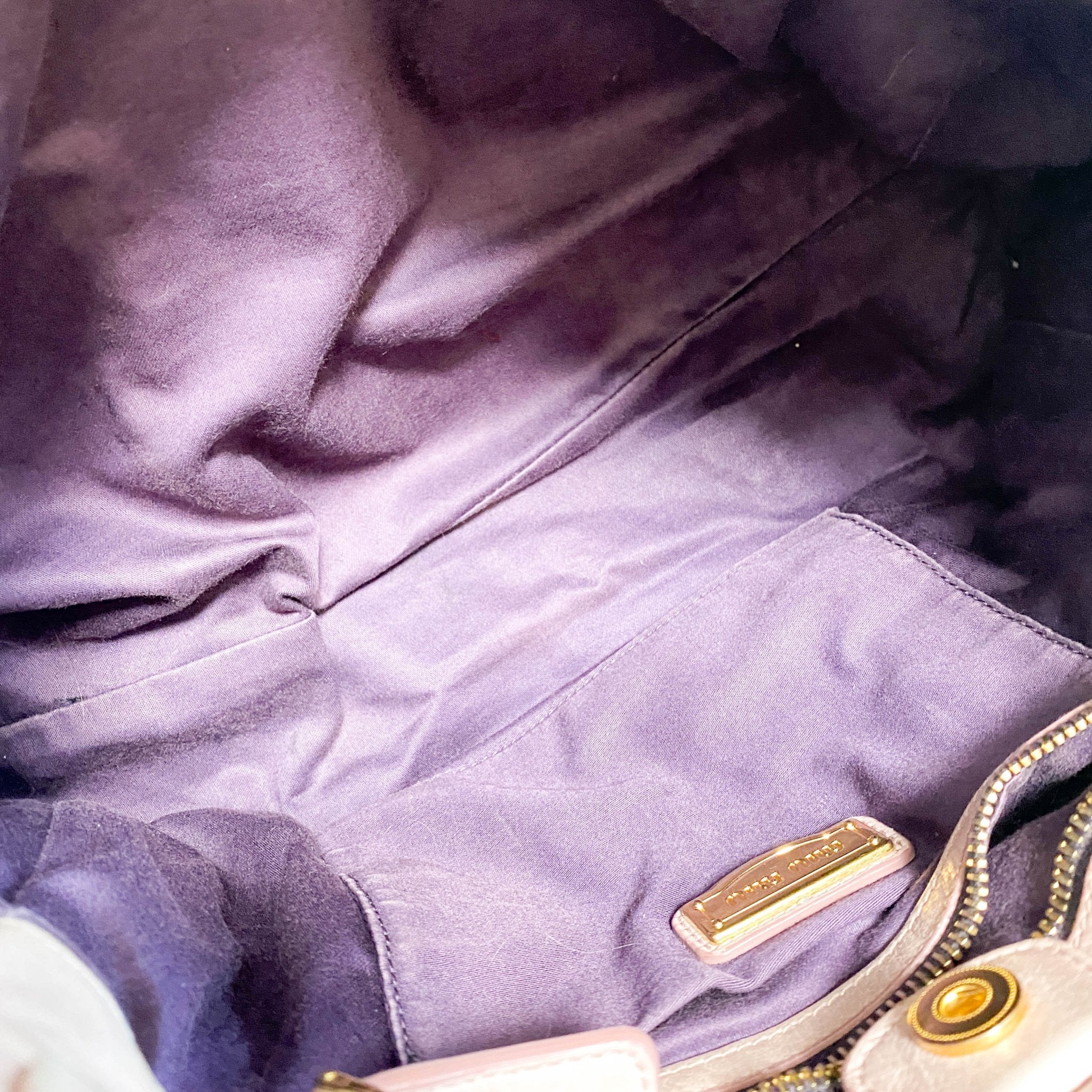 MIU MIU Beige Leather Signature Vitello Handle Shoulder Bag, in , Sold by HIVE PRELOVED - Handle Bags, Shoulder Bags,