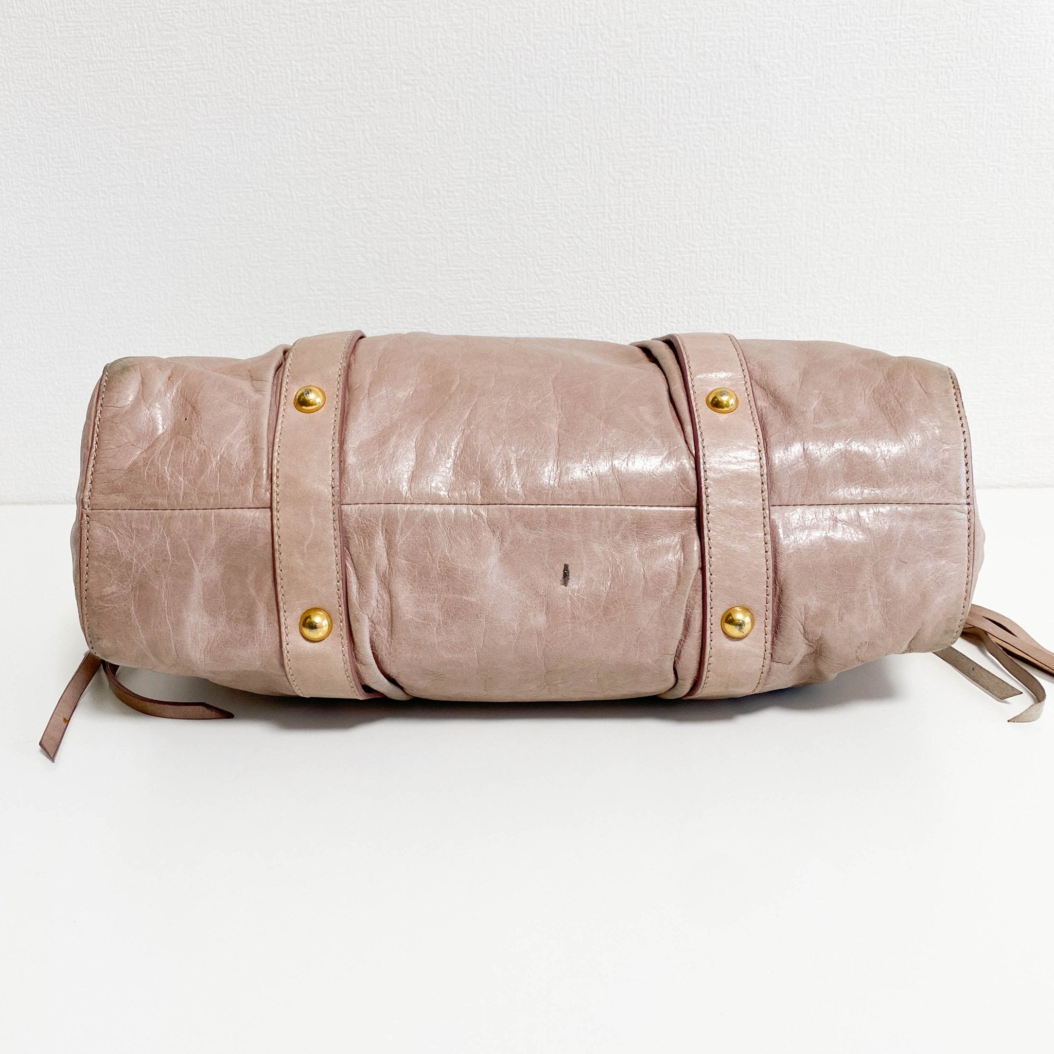 MIU MIU Beige Leather Signature Vitello Handle Shoulder Bag, in , Sold by HIVE PRELOVED - Handle Bags, Shoulder Bags,