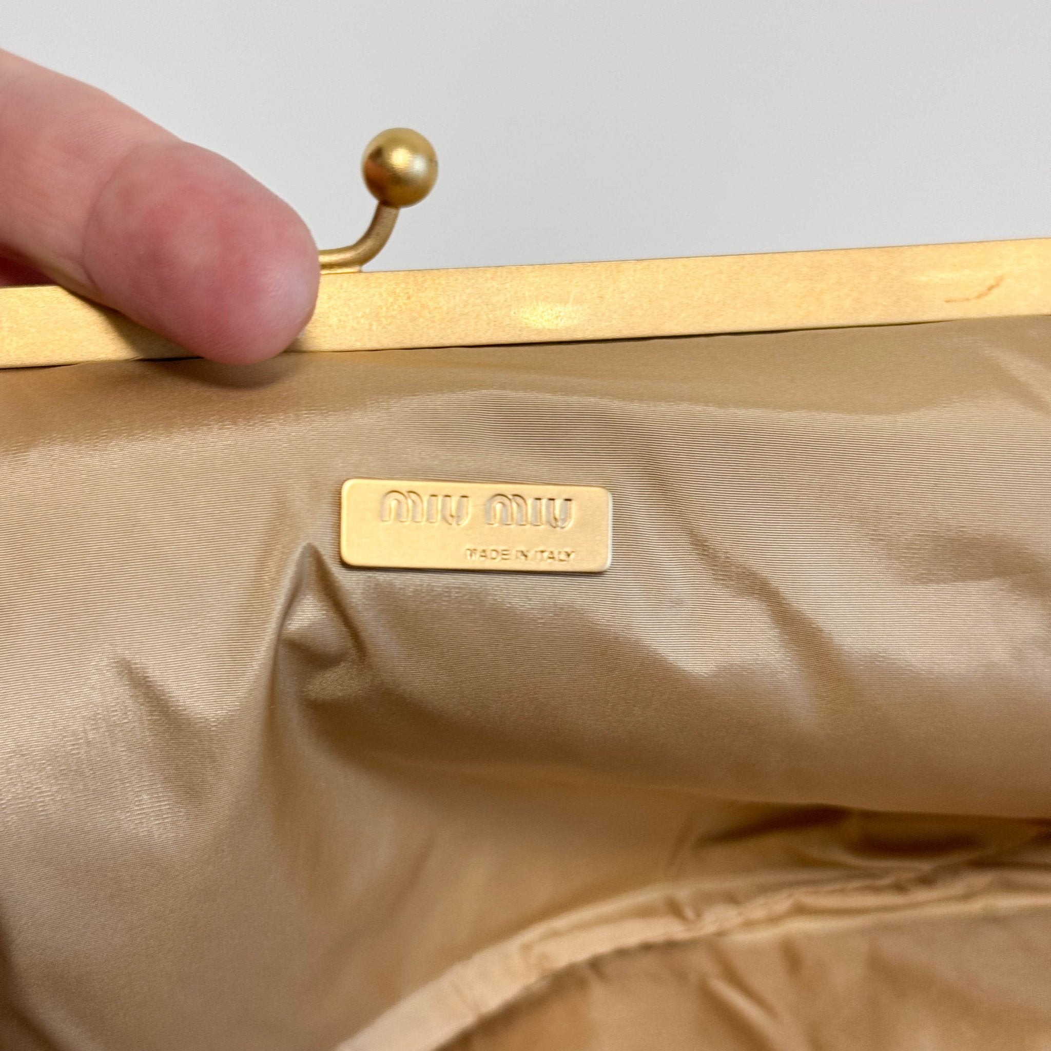 MIU MIU Beige Sheep Fur Bijou Chain Shoulder Bag, in , Sold by HIVE PRELOVED - Shoulder Bags, ,