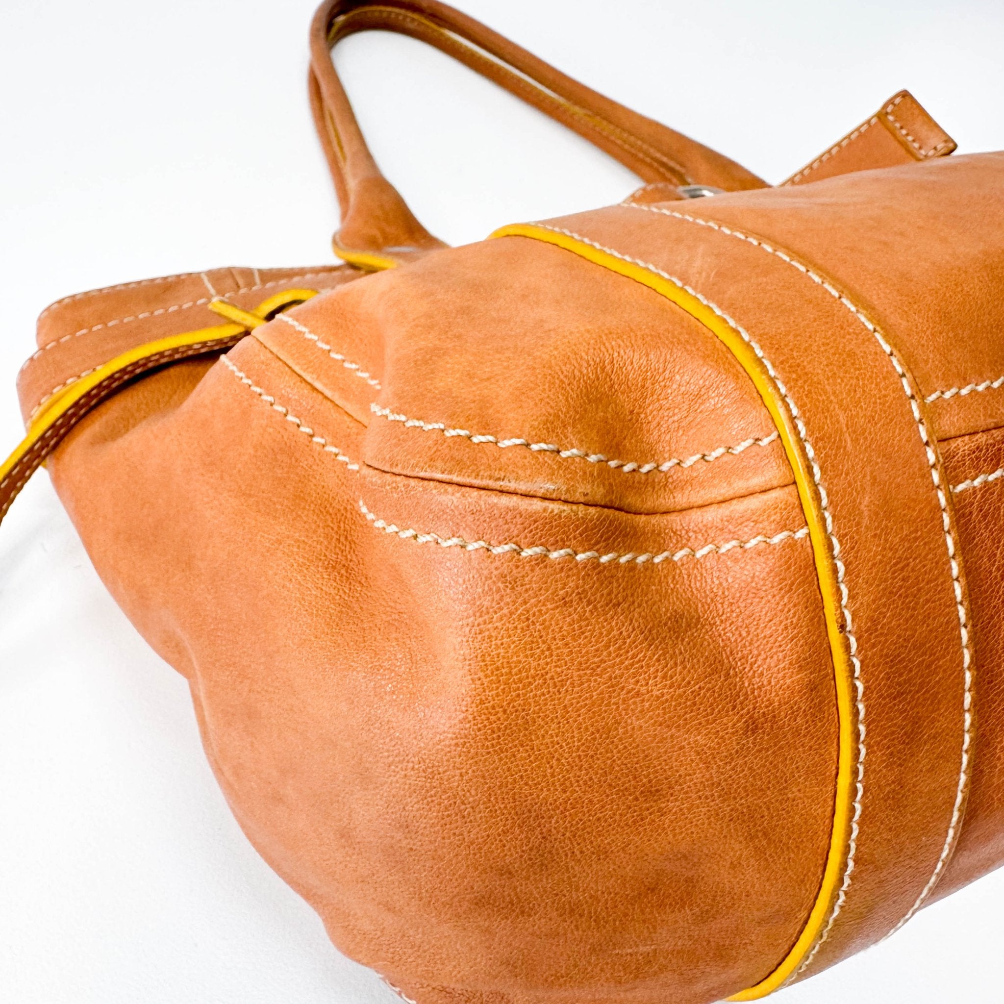 MIU MIU Belt Buckle Caramel Brown Leather Tote Shoulder Bag, in , Sold by HIVE PRELOVED - Shoulder Bags, ,