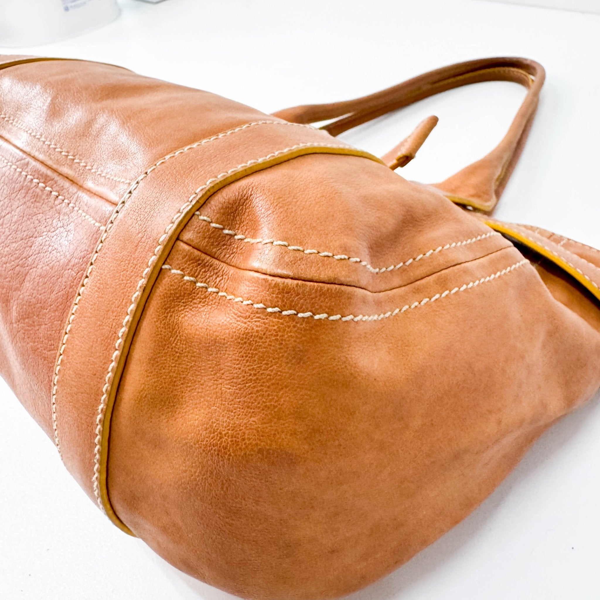 MIU MIU Belt Buckle Caramel Brown Leather Tote Shoulder Bag, in , Sold by HIVE PRELOVED - Shoulder Bags, ,