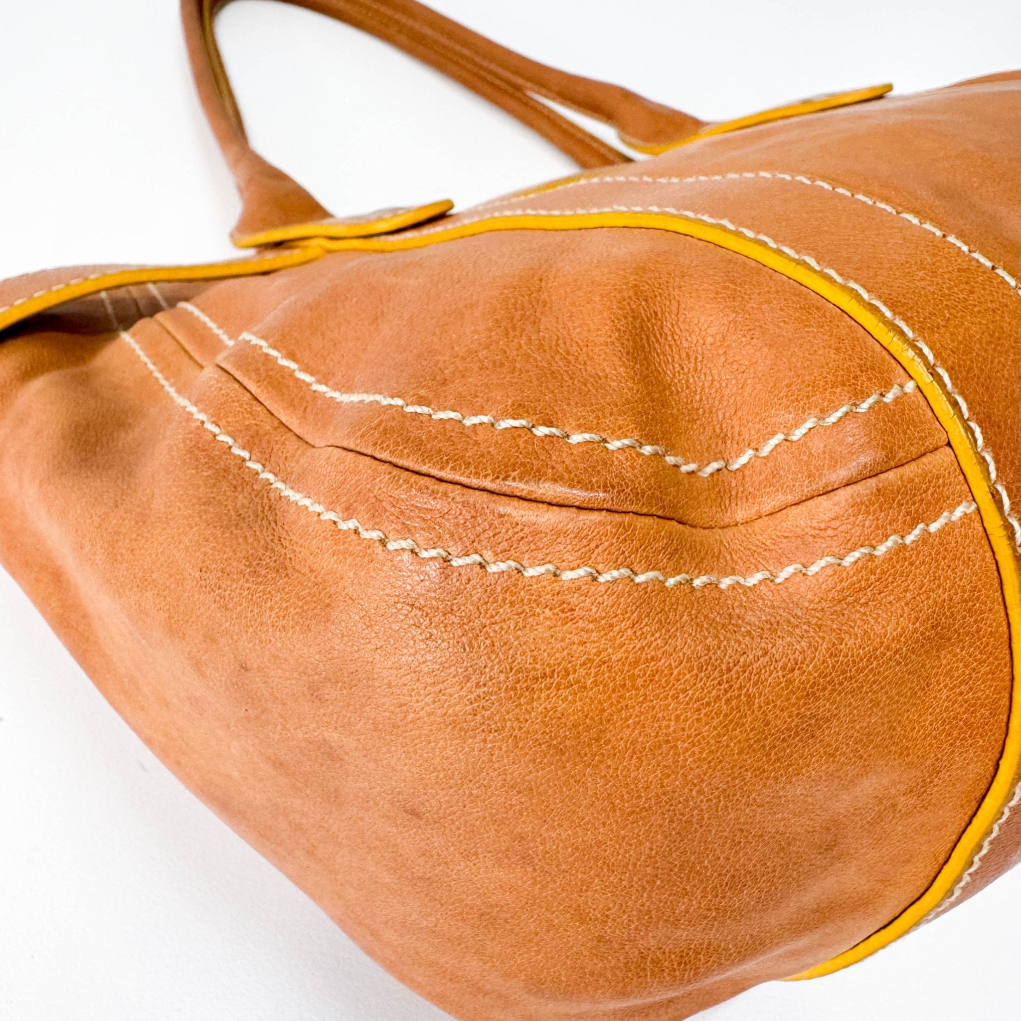 MIU MIU Belt Buckle Caramel Brown Leather Tote Shoulder Bag, in , Sold by HIVE PRELOVED - Shoulder Bags, ,