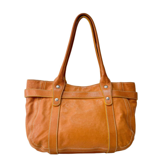 MIU MIU Belt Buckle Caramel Brown Leather Tote Shoulder Bag, in , Sold by HIVE PRELOVED - Shoulder Bags, ,