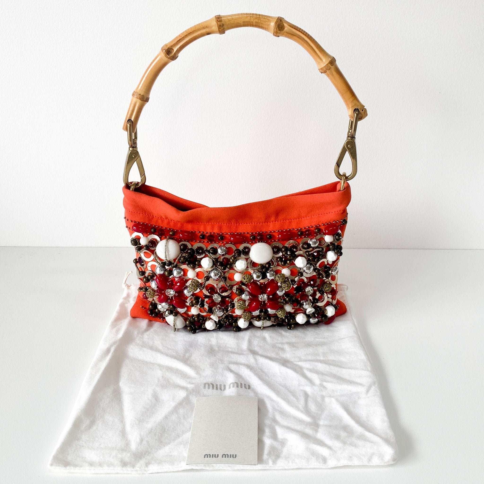 MIU MIU Bijoux & Bamboo Handle Orange Handle Bag, in , Sold by HIVE PRELOVED - Handle Bags, ,