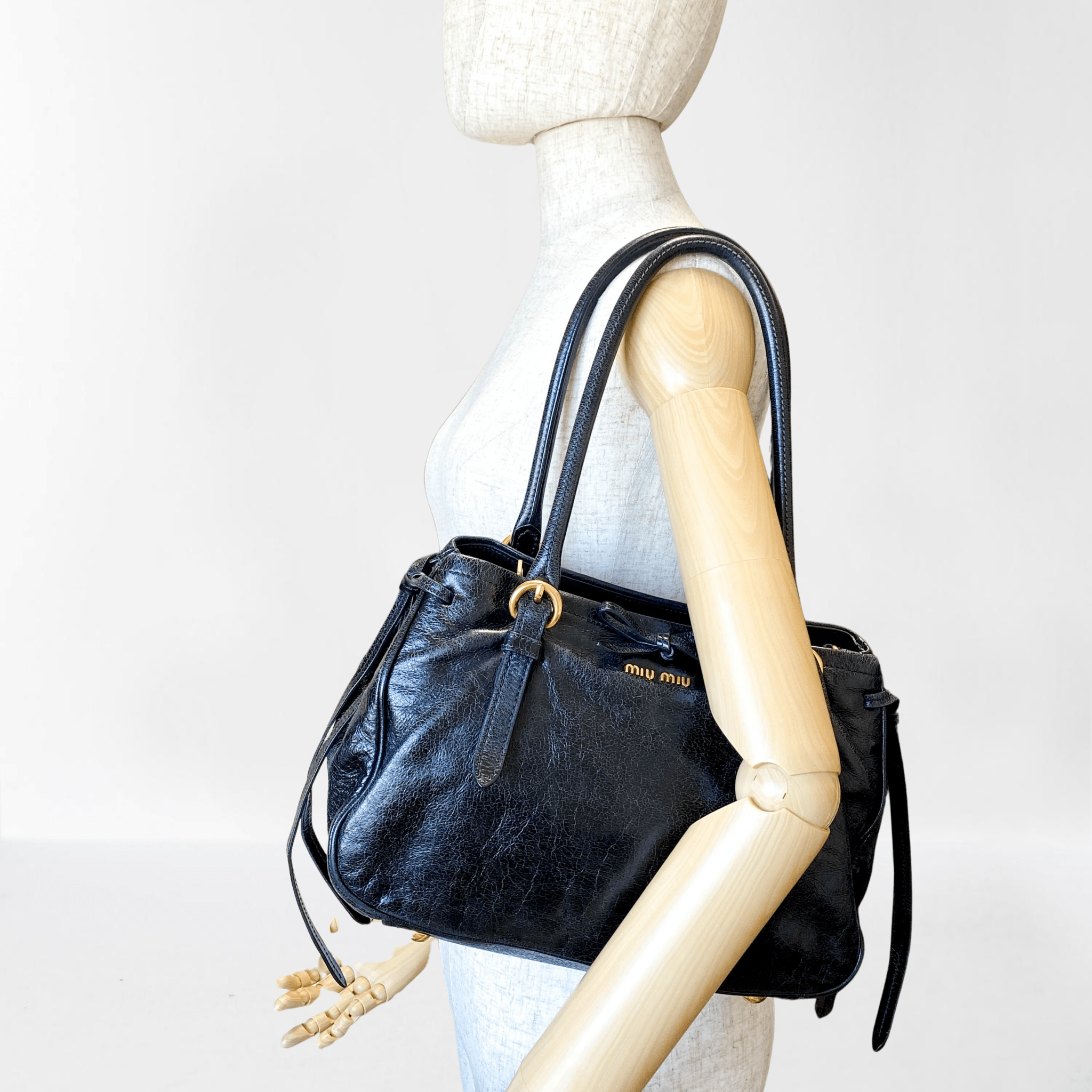 MIU MIU Black Leather Shoulder Bag, in , Sold by HIVE PRELOVED - Shoulder Bags, ,