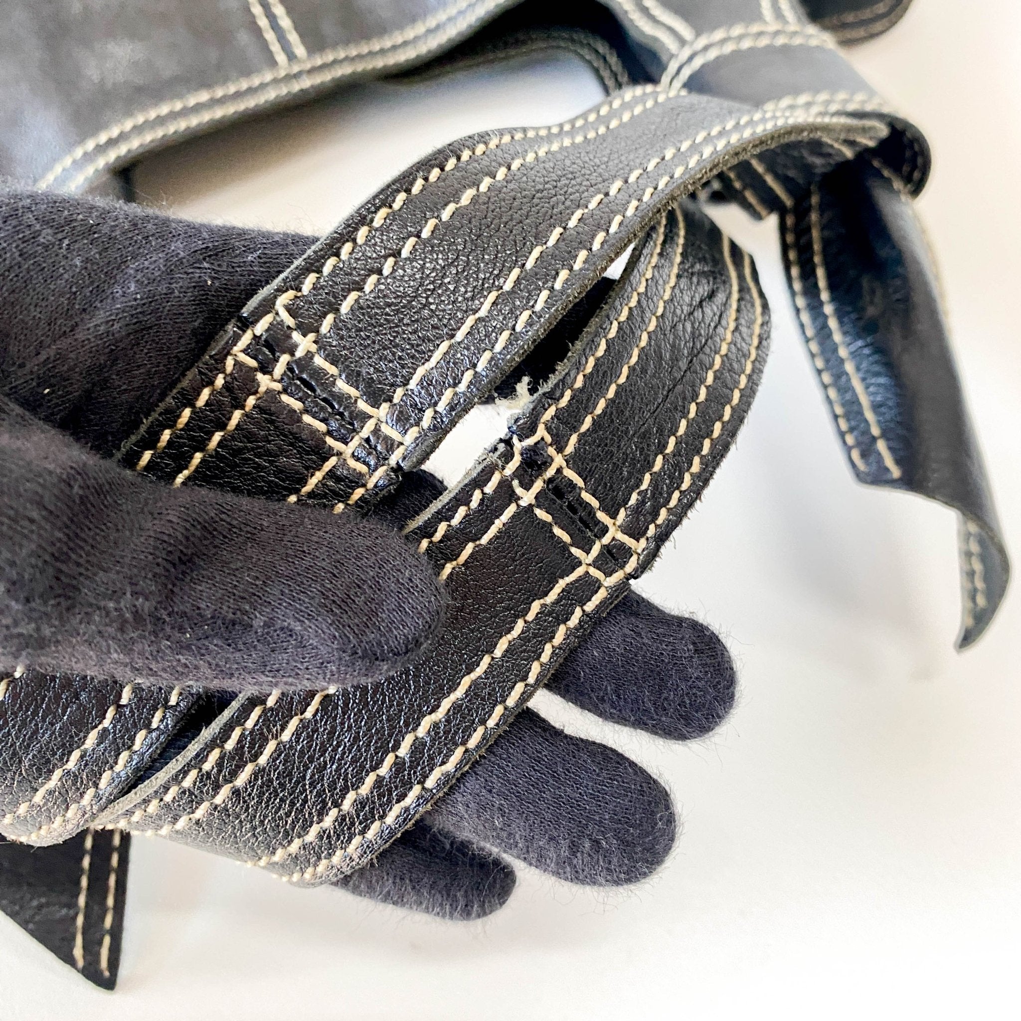 MIU MIU Black Leather with Contrast White Stitching Shoulder Bag, in , Sold by HIVE PRELOVED - Shoulder Bags, ,