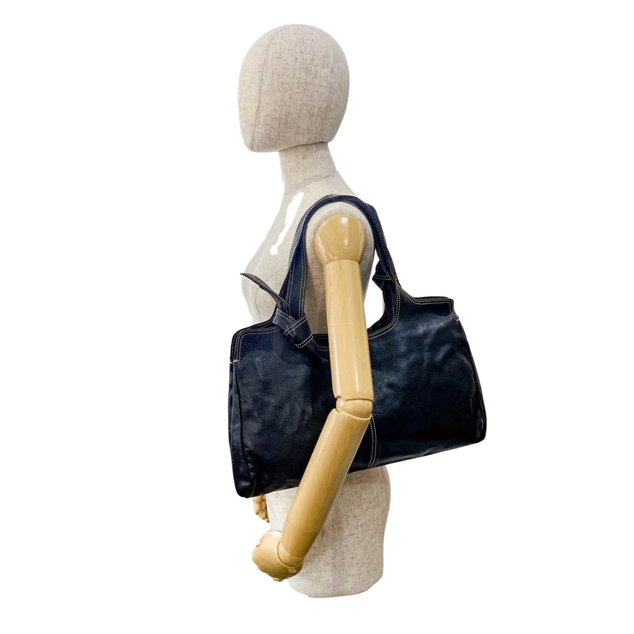 MIU MIU Black Leather with Contrast White Stitching Shoulder Bag, in , Sold by HIVE PRELOVED - Shoulder Bags, ,