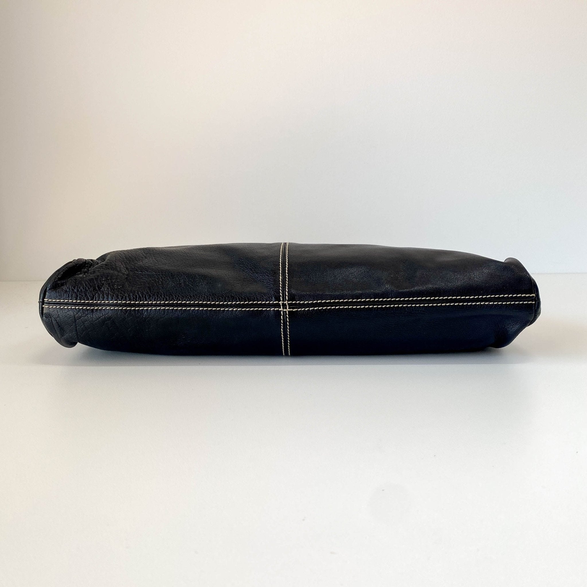 MIU MIU Black Leather with Contrast White Stitching Shoulder Bag, in , Sold by HIVE PRELOVED - Shoulder Bags, ,