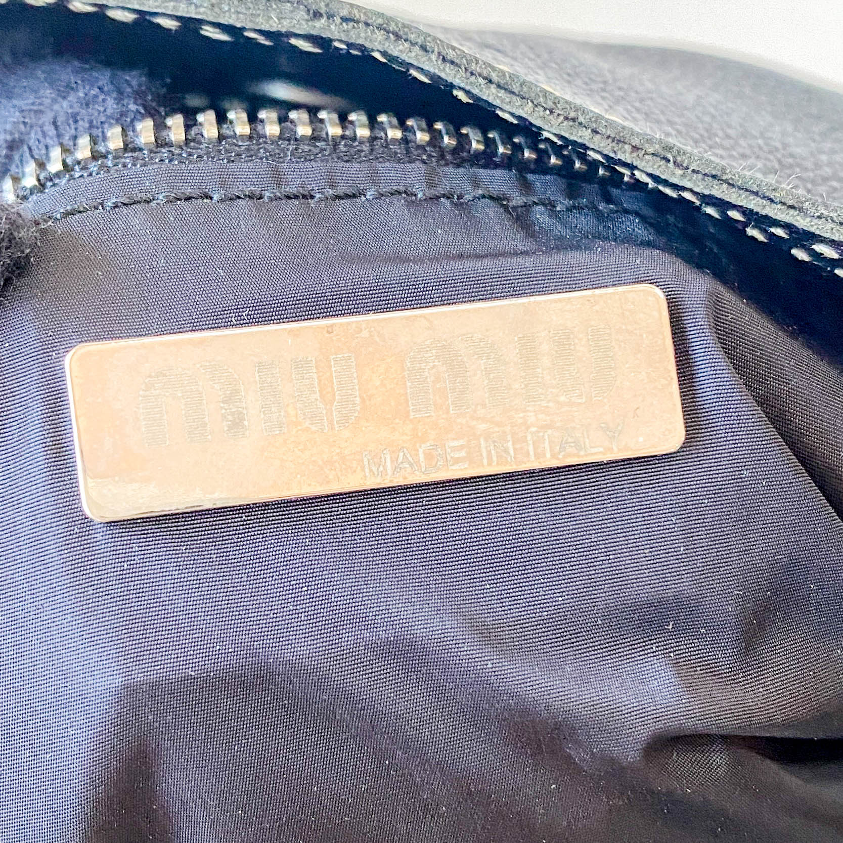 MIU MIU Black Leather with Contrast White Stitching Shoulder Bag, in , Sold by HIVE PRELOVED - Shoulder Bags, ,