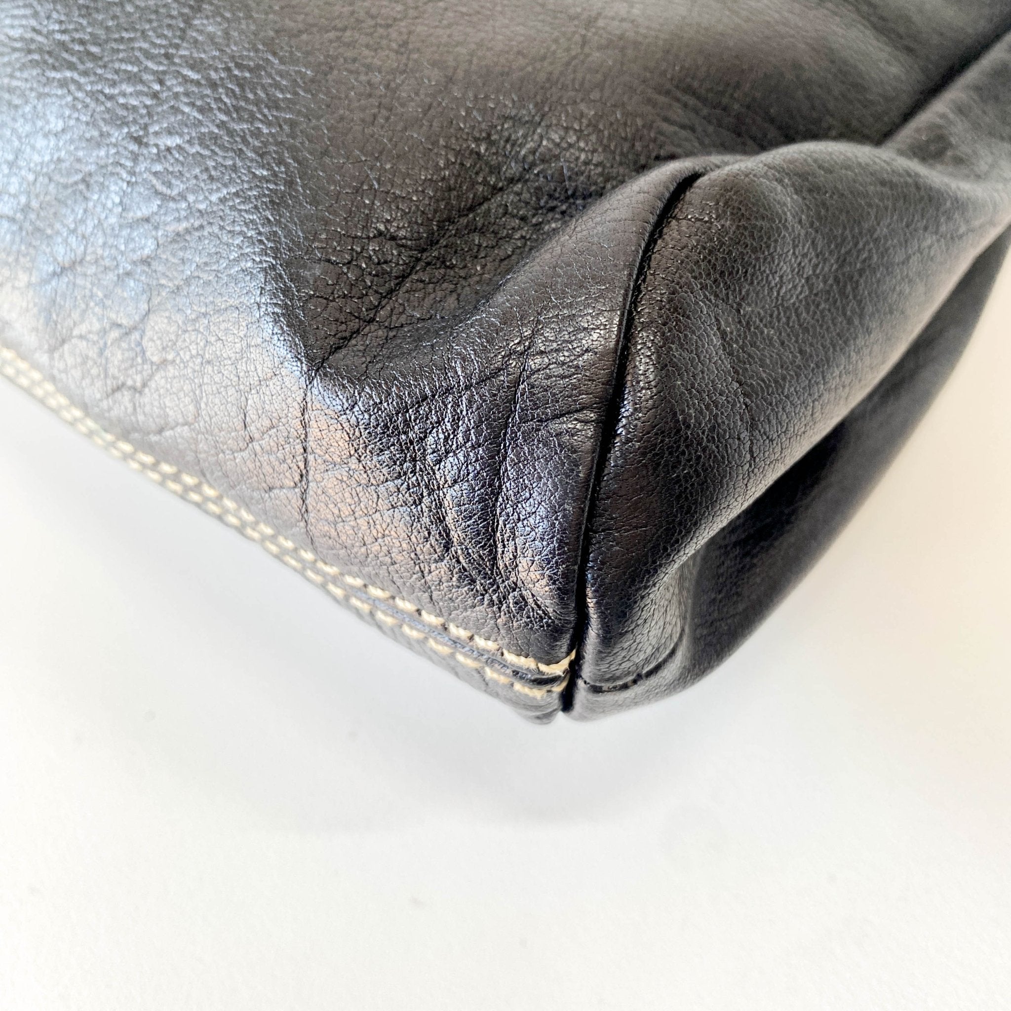 MIU MIU Black Leather with Contrast White Stitching Shoulder Bag, in , Sold by HIVE PRELOVED - Shoulder Bags, ,