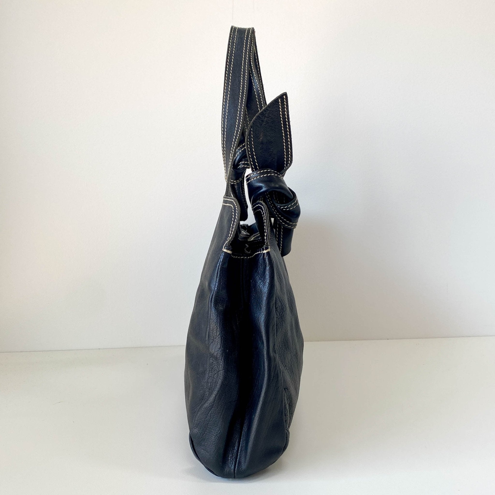 MIU MIU Black Leather with Contrast White Stitching Shoulder Bag, in , Sold by HIVE PRELOVED - Shoulder Bags, ,