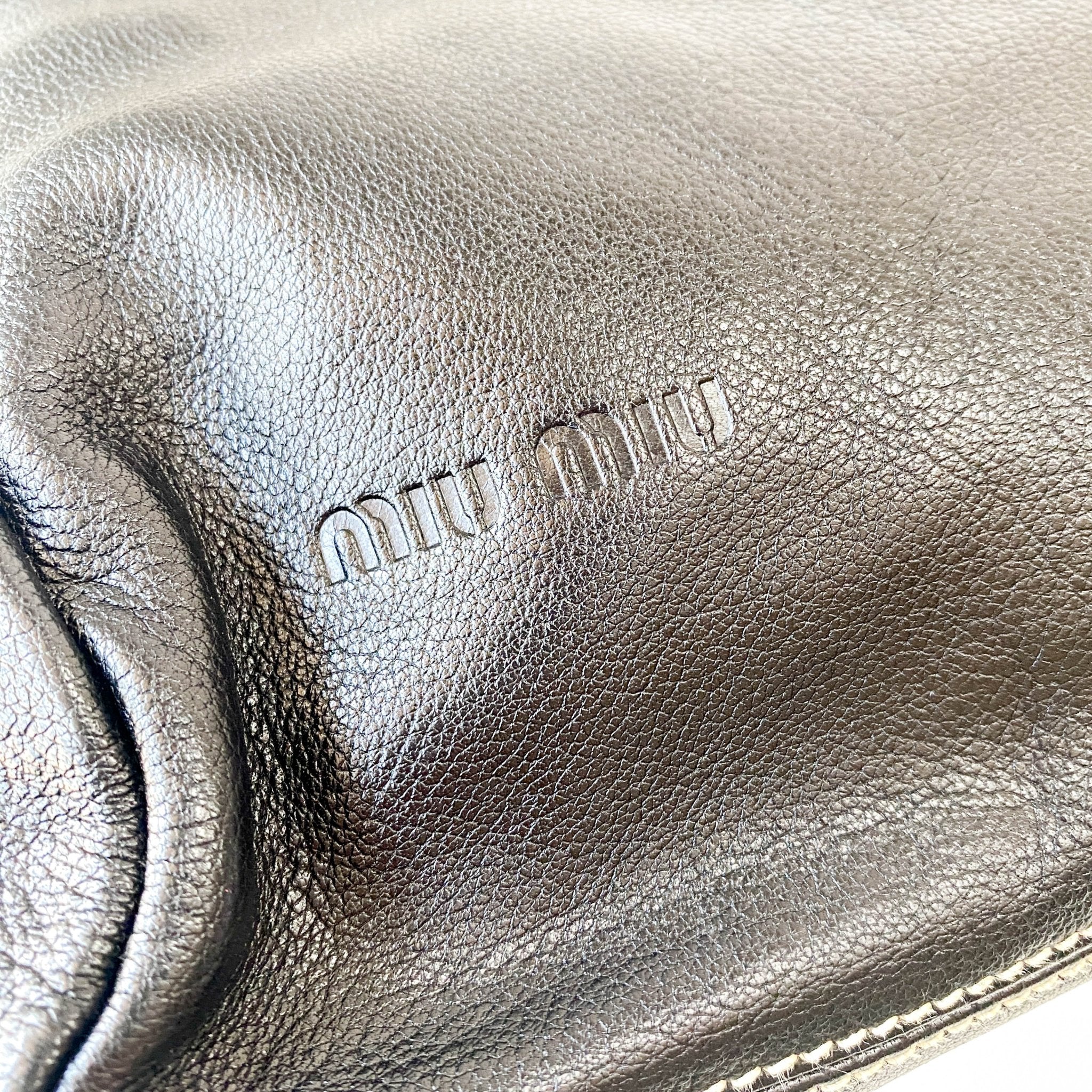 MIU MIU Black Leather with Contrast White Stitching Shoulder Bag, in , Sold by HIVE PRELOVED - Shoulder Bags, ,