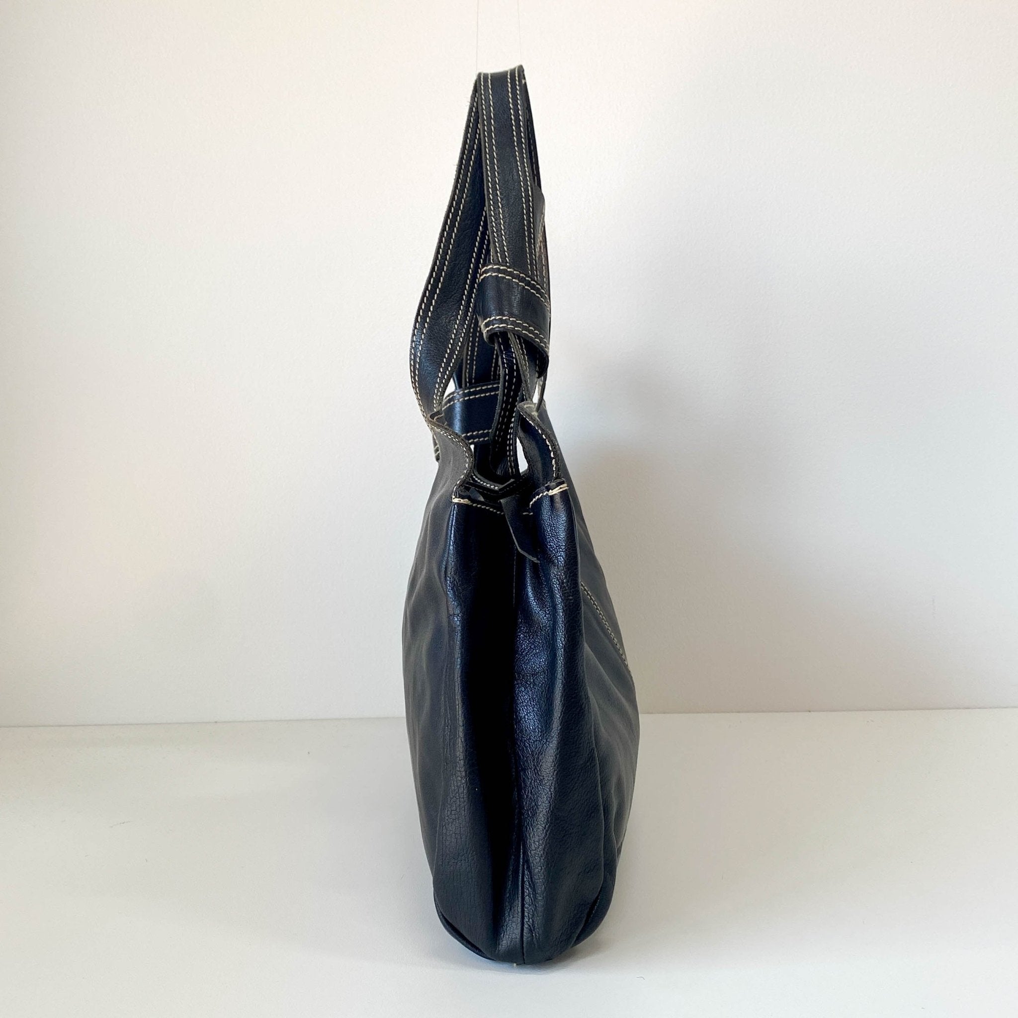 MIU MIU Black Leather with Contrast White Stitching Shoulder Bag, in , Sold by HIVE PRELOVED - Shoulder Bags, ,