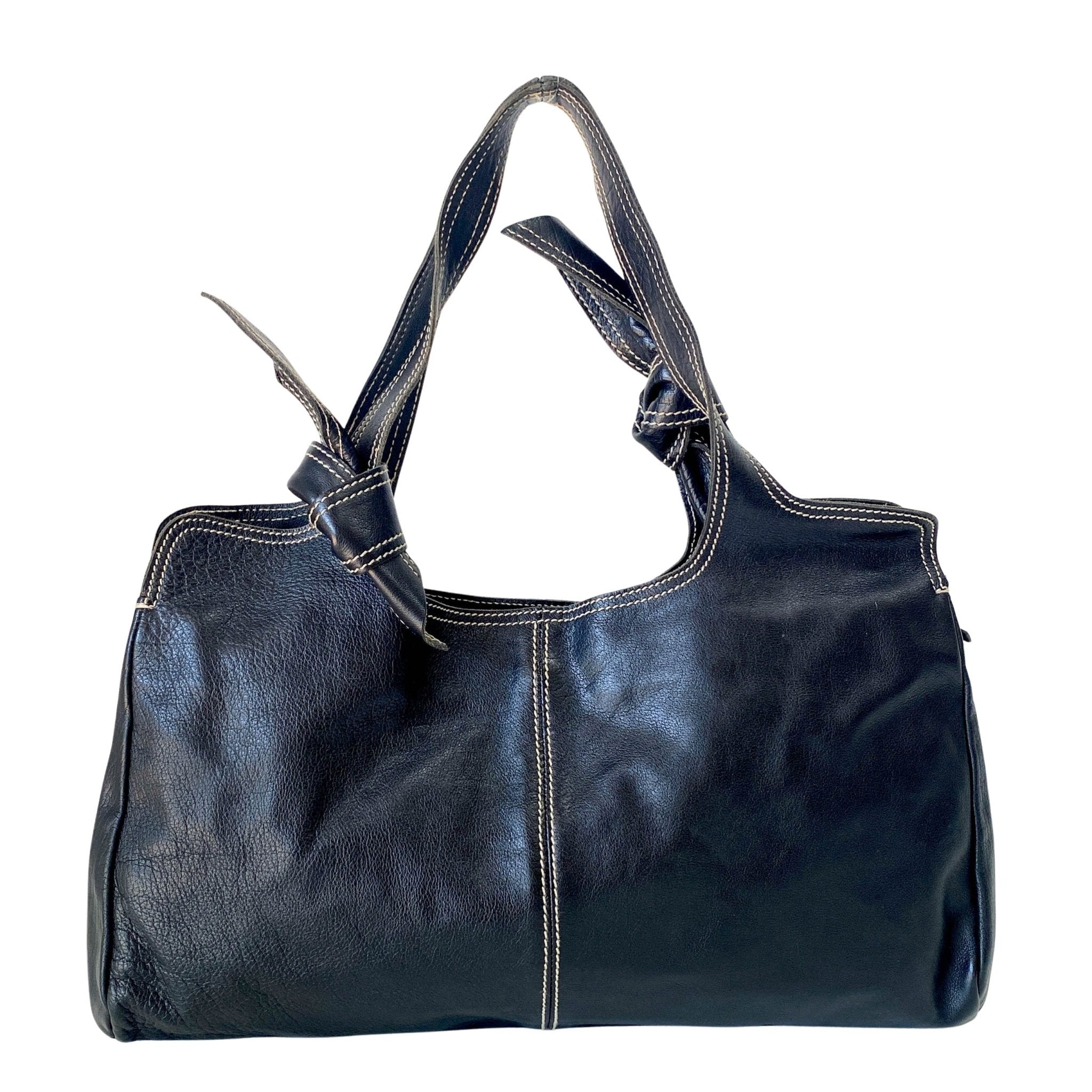 MIU MIU Black Leather with Contrast White Stitching Shoulder Bag, in , Sold by HIVE PRELOVED - Shoulder Bags, ,