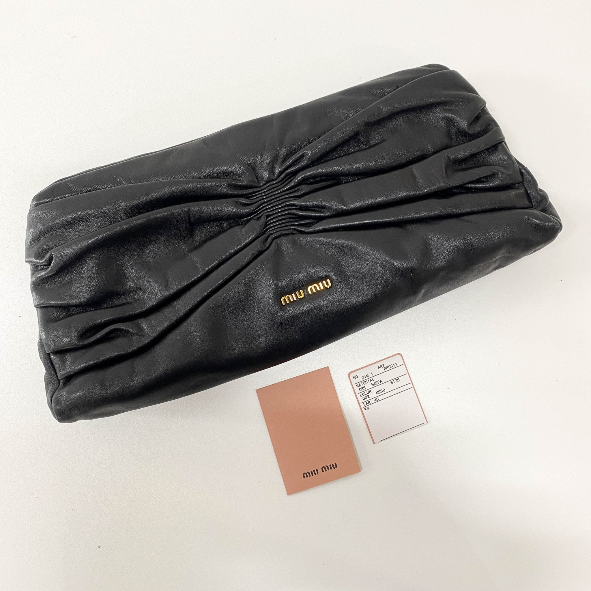 MIU MIU Black Nappa Leather Evening Clutch Bag, in , Sold by HIVE PRELOVED - Clutch bags, ,