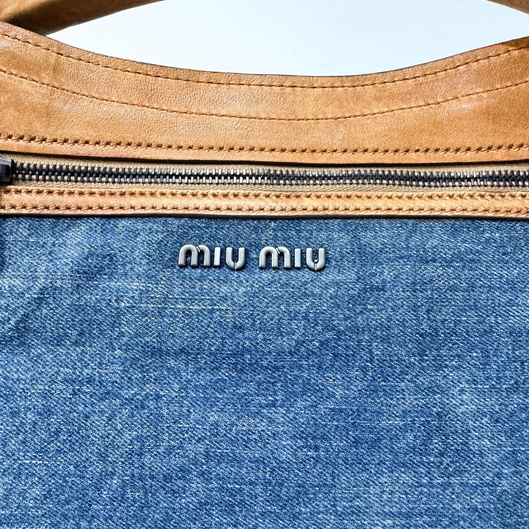 MIU MIU Blue Denim & Leopard Pony Hair Print Shoulder Bag, in , Sold by HIVE PRELOVED - Shoulder Bags, ,