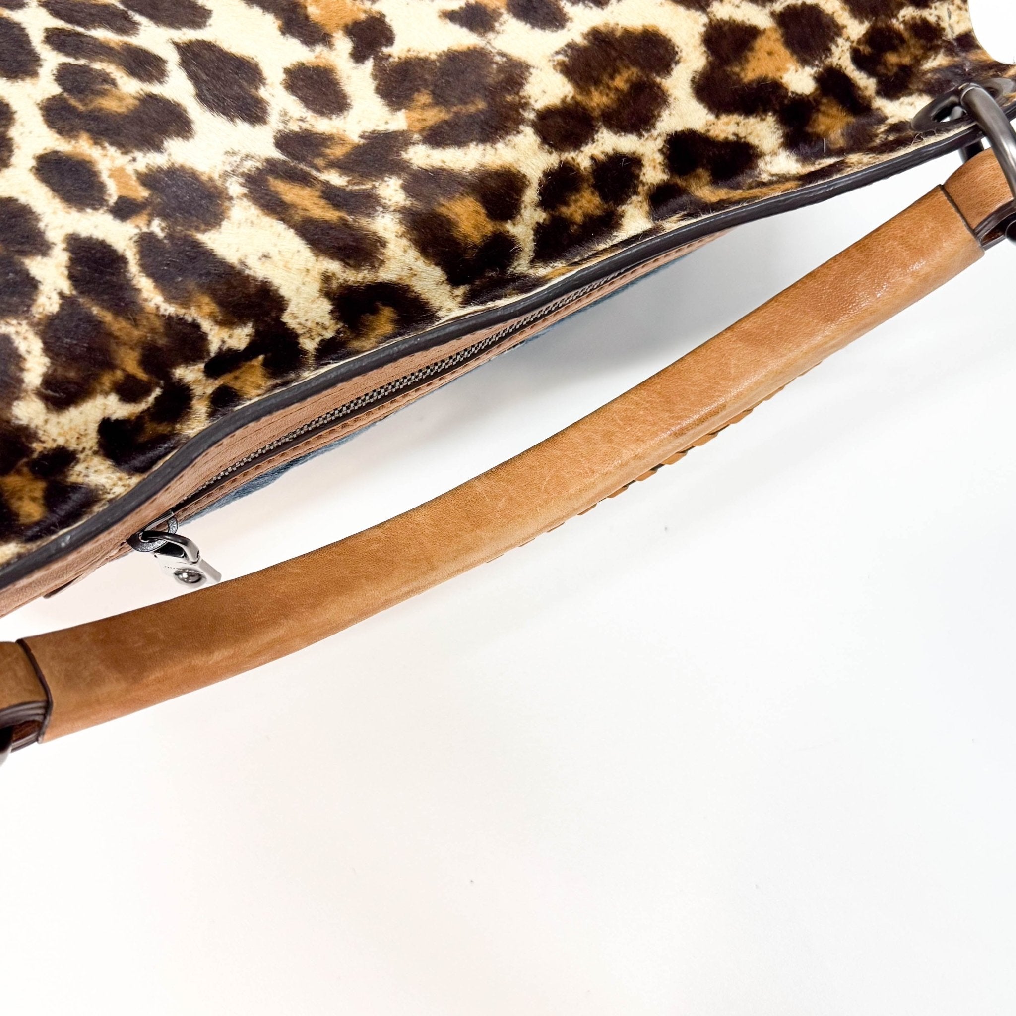 MIU MIU Blue Denim & Leopard Pony Hair Print Shoulder Bag, in , Sold by HIVE PRELOVED - Shoulder Bags, ,