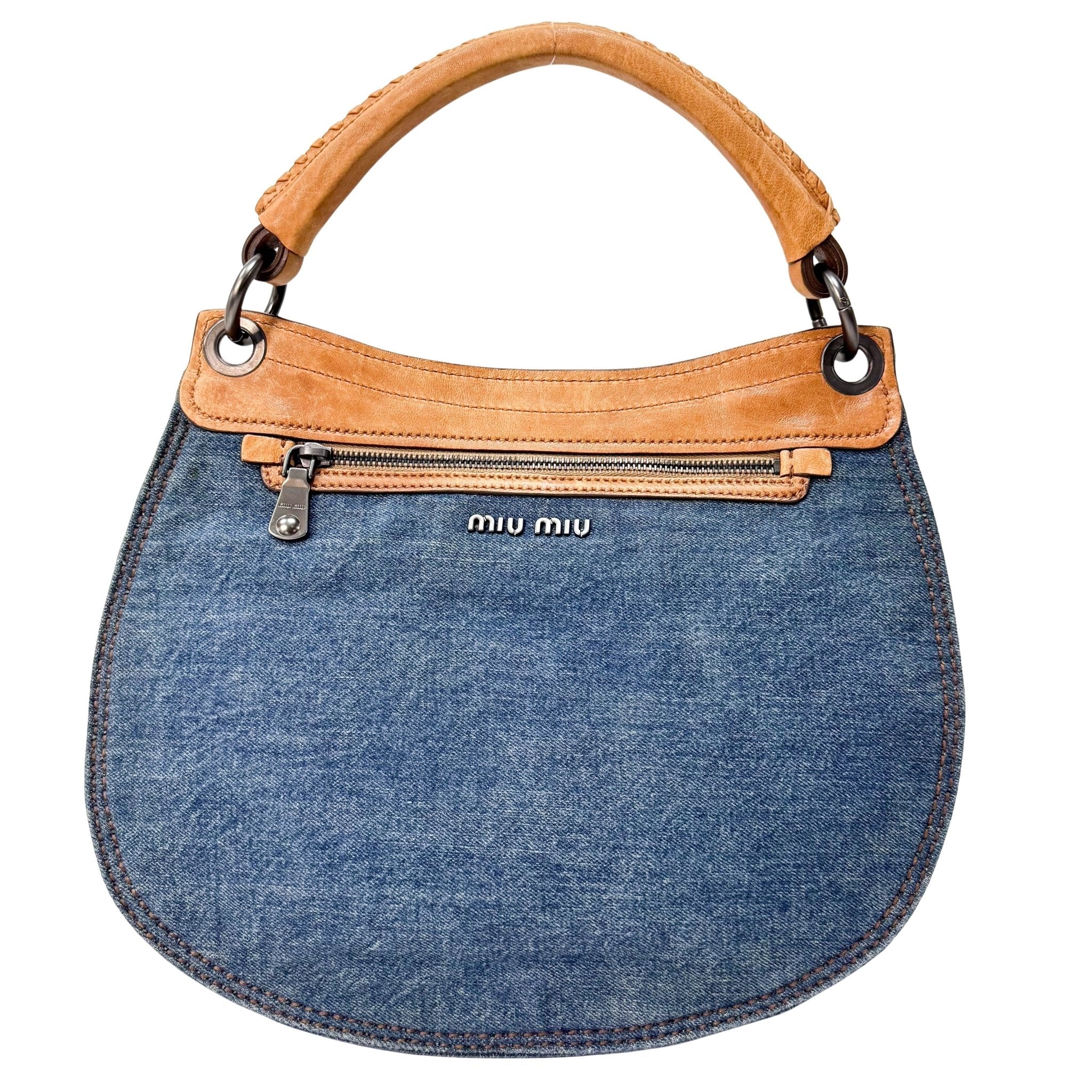 MIU MIU Blue Denim & Leopard Pony Hair Print Shoulder Bag, in , Sold by HIVE PRELOVED - Shoulder Bags, ,
