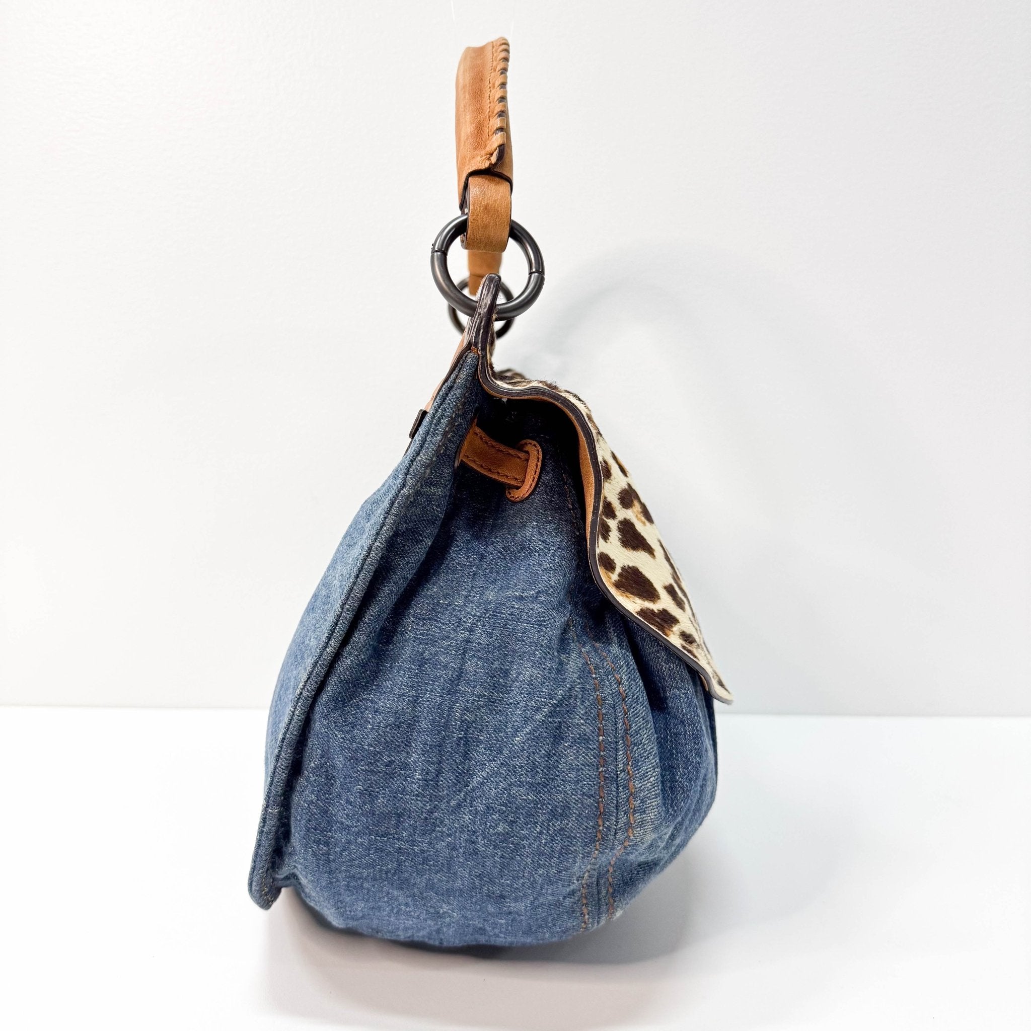 MIU MIU Blue Denim & Leopard Pony Hair Print Shoulder Bag, in , Sold by HIVE PRELOVED - Shoulder Bags, ,