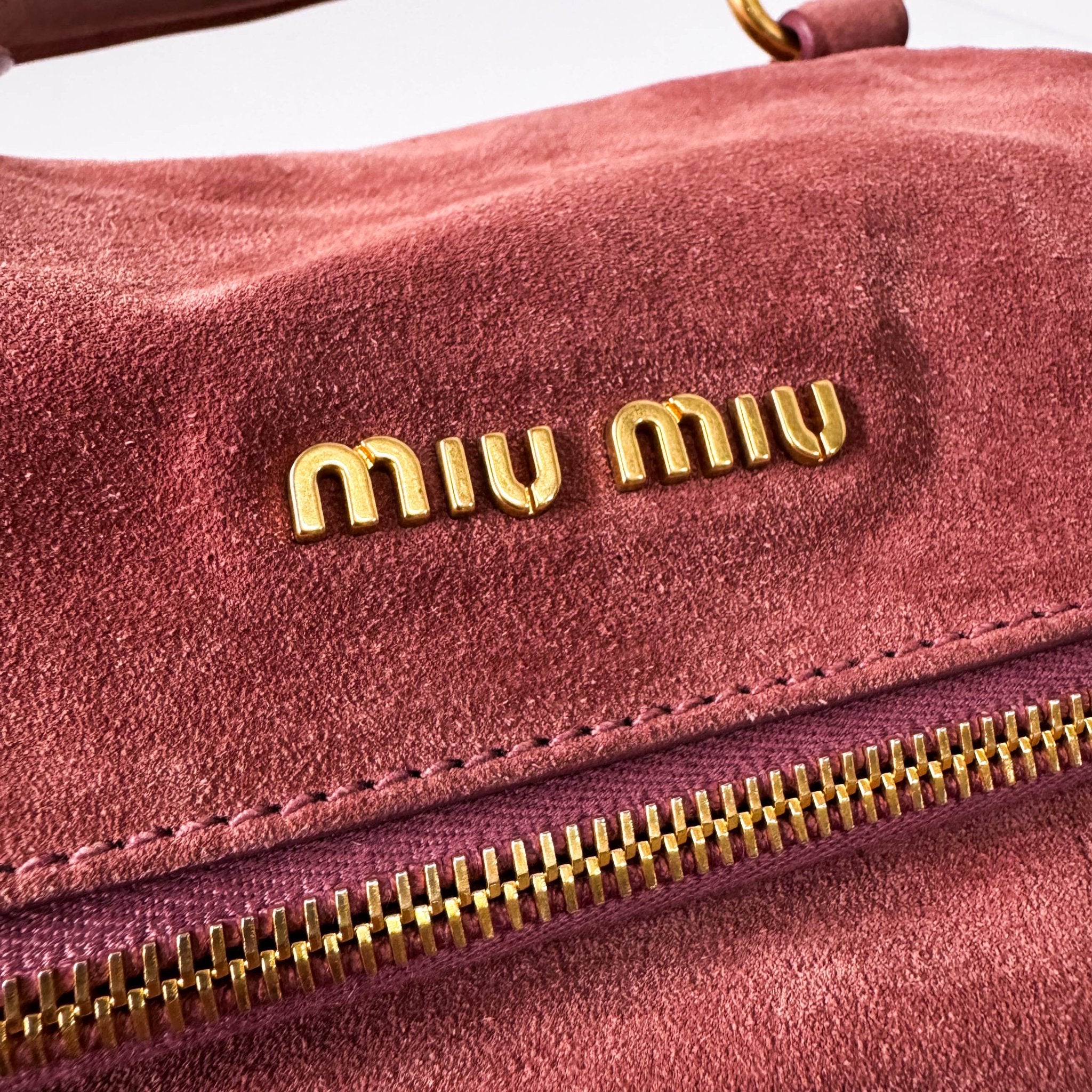 MIU MIU Bow Rose Pink Suede Handle Bag, in , Sold by HIVE PRELOVED - Handle Bags, ,