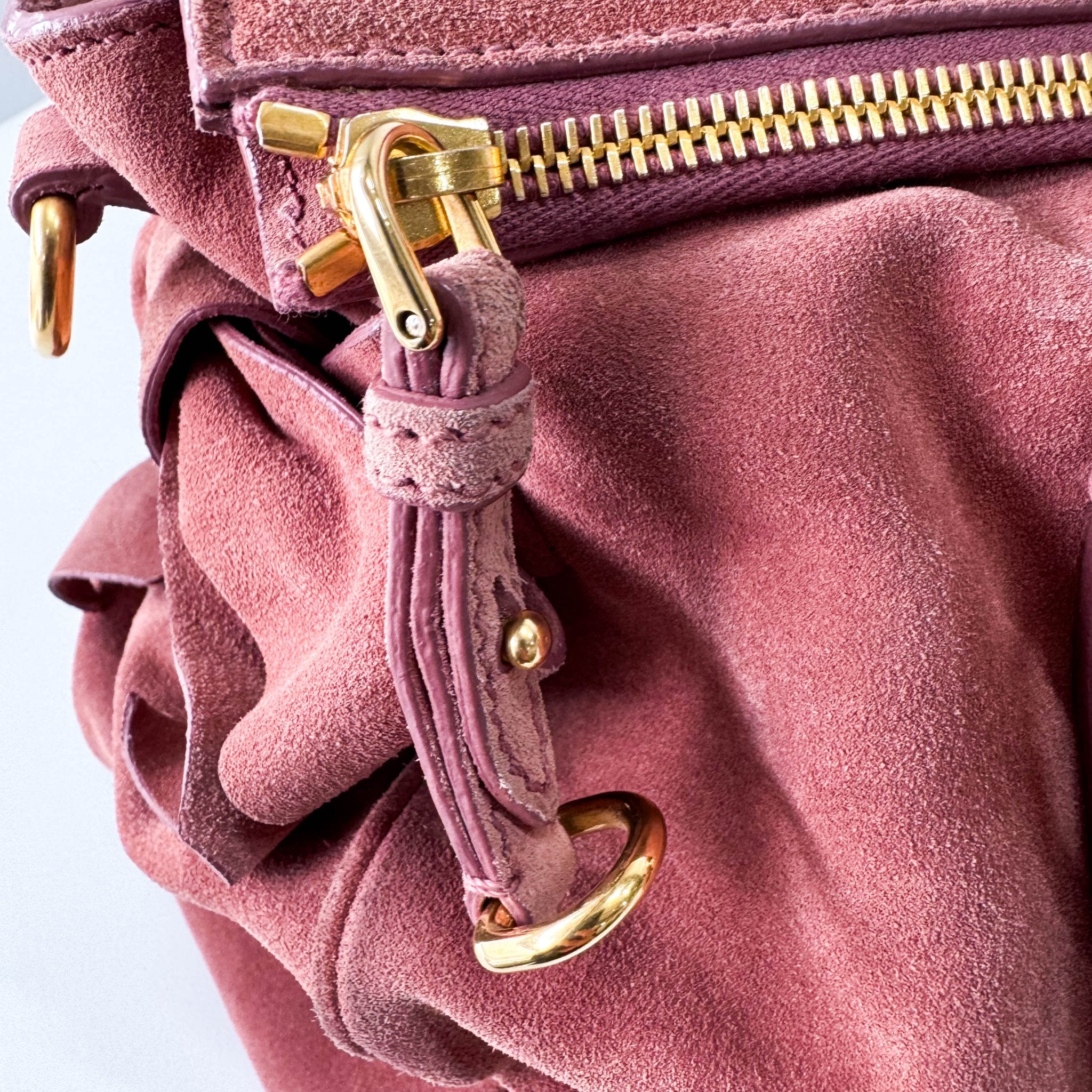 MIU MIU Bow Rose Pink Suede Handle Bag, in , Sold by HIVE PRELOVED - Handle Bags, ,