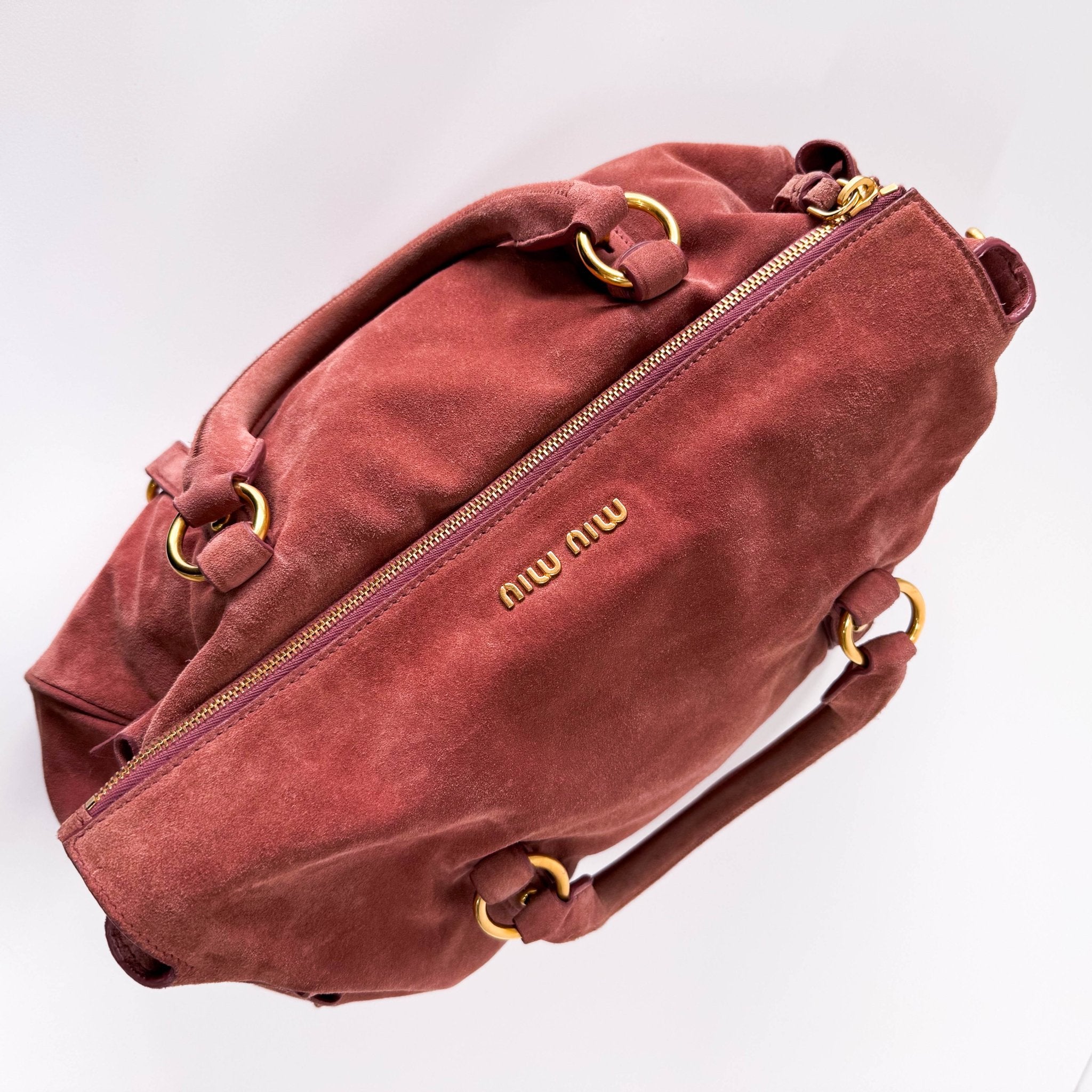 MIU MIU Bow Rose Pink Suede Handle Bag, in , Sold by HIVE PRELOVED - Handle Bags, ,