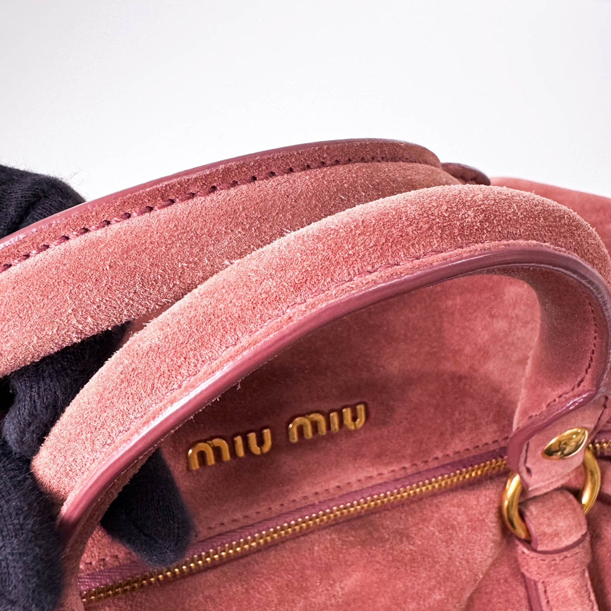 MIU MIU Bow Rose Pink Suede Handle Bag, in , Sold by HIVE PRELOVED - Handle Bags, ,