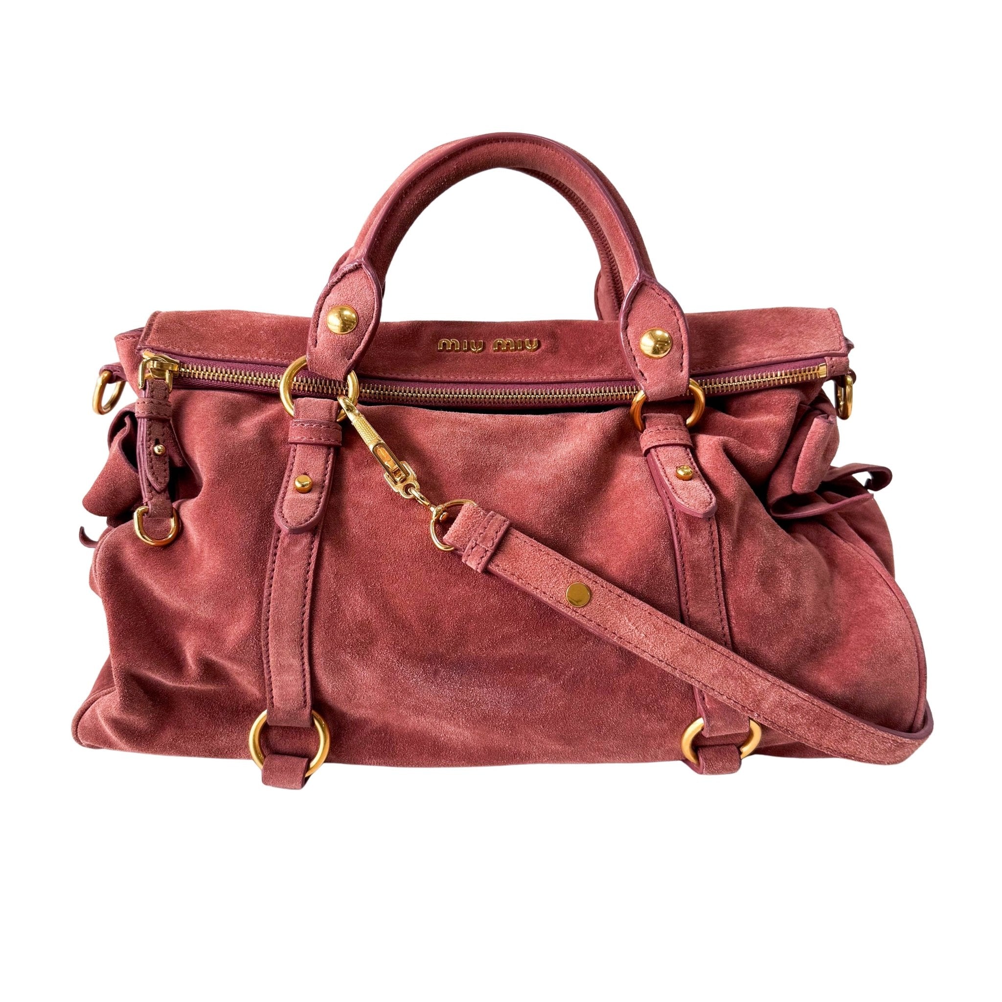 MIU MIU Bow Rose Pink Suede Handle Bag, in , Sold by HIVE PRELOVED - Handle Bags, ,