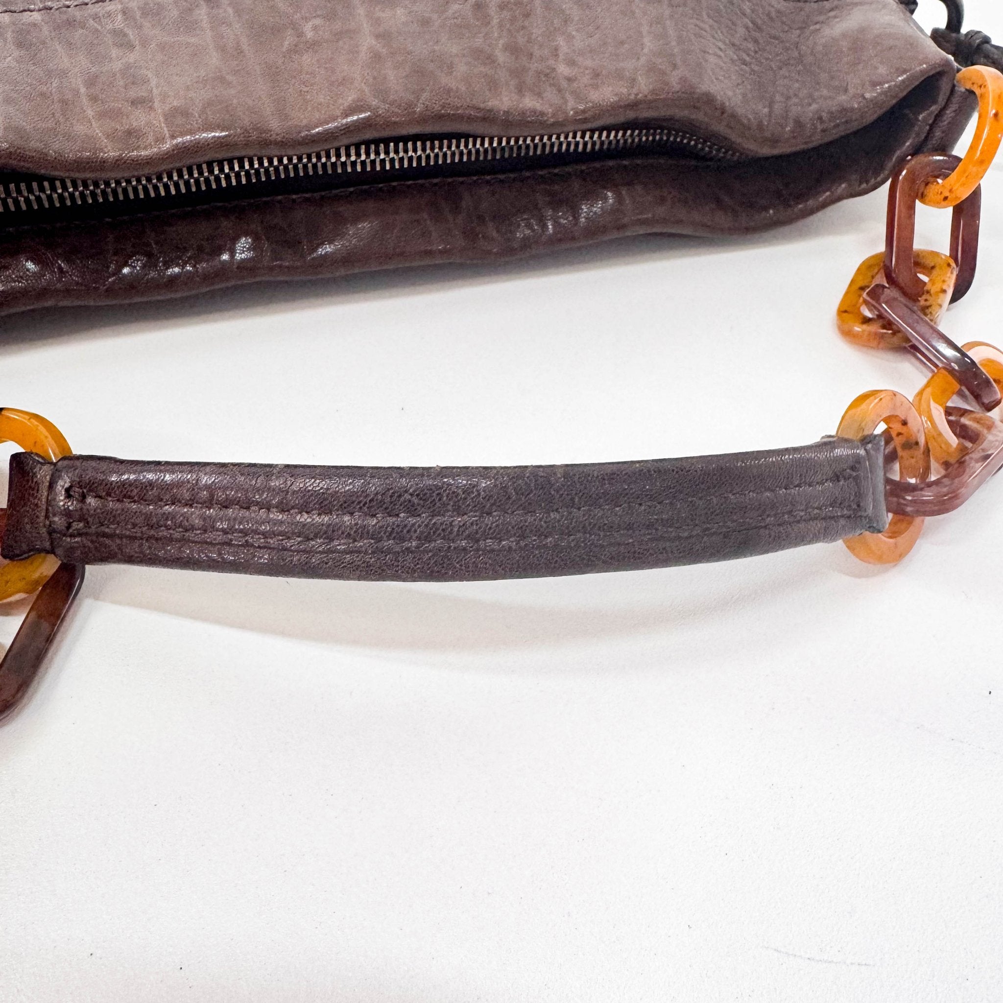 MIU MIU Brown Leather Plastic Chain Shoulder Bag, in , Sold by HIVE PRELOVED - Shoulder Bags, ,