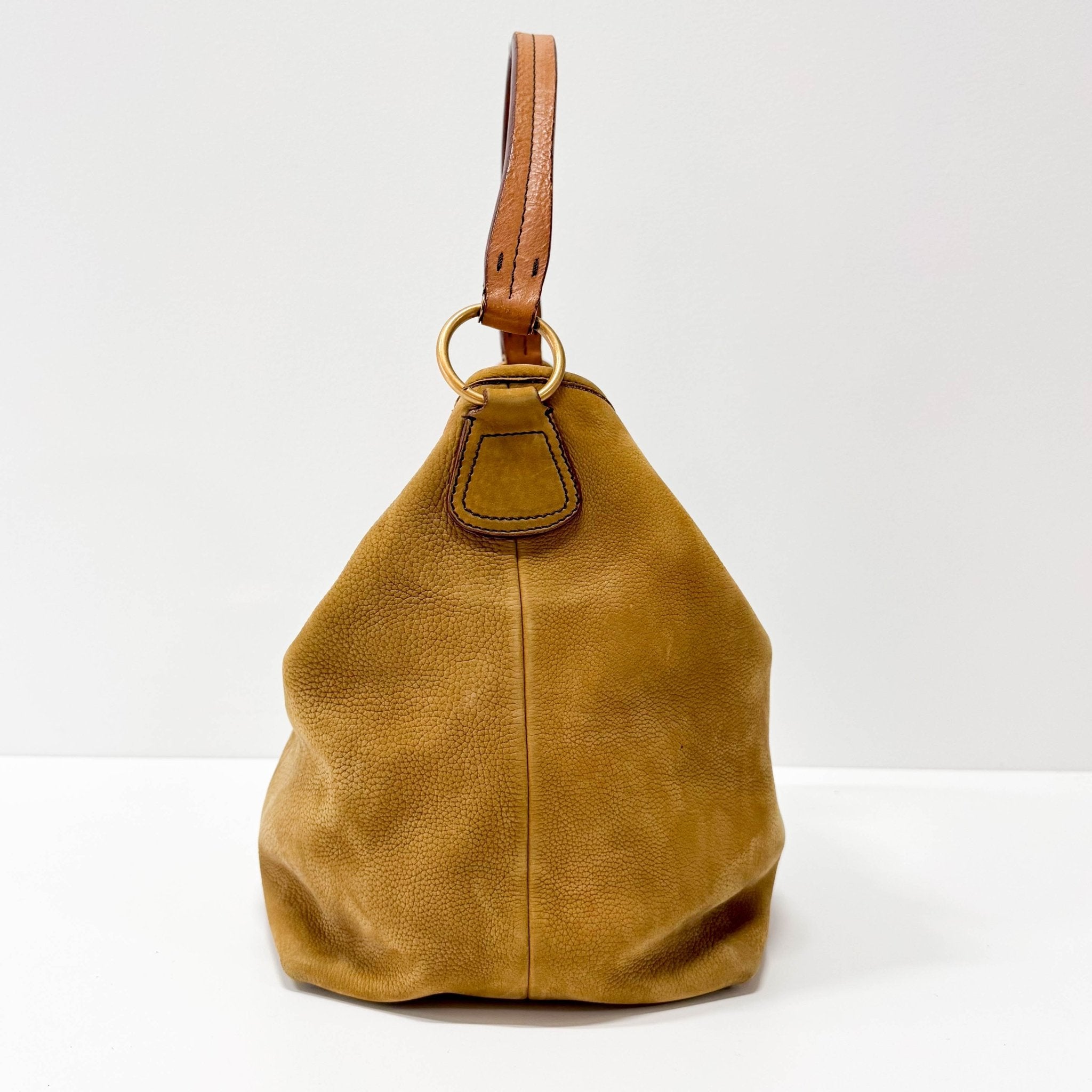 MIU MIU Caramel Suede Hobo Shoulder Bag, in , Sold by HIVE PRELOVED - Shoulder Bags, ,