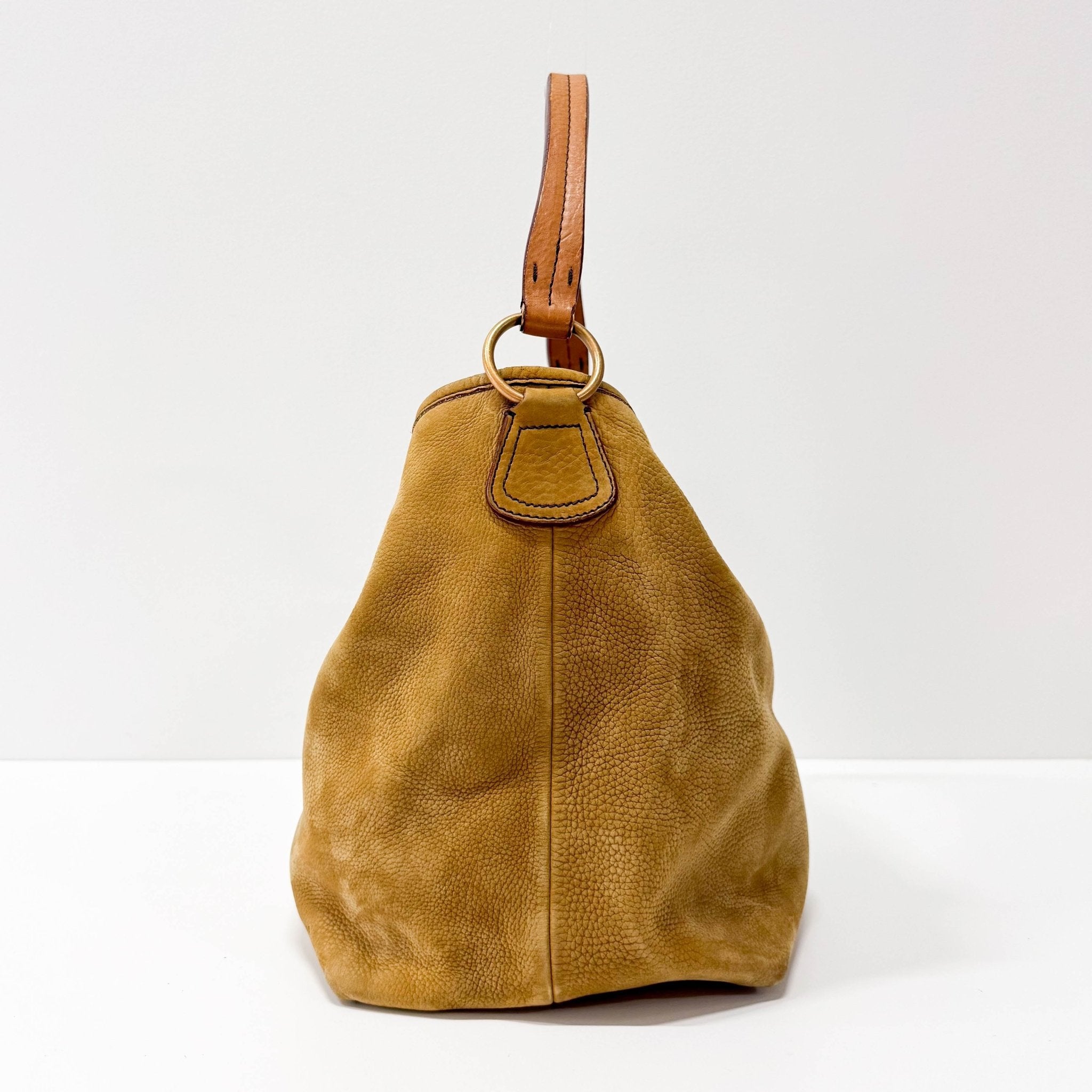MIU MIU Caramel Suede Hobo Shoulder Bag, in , Sold by HIVE PRELOVED - Shoulder Bags, ,