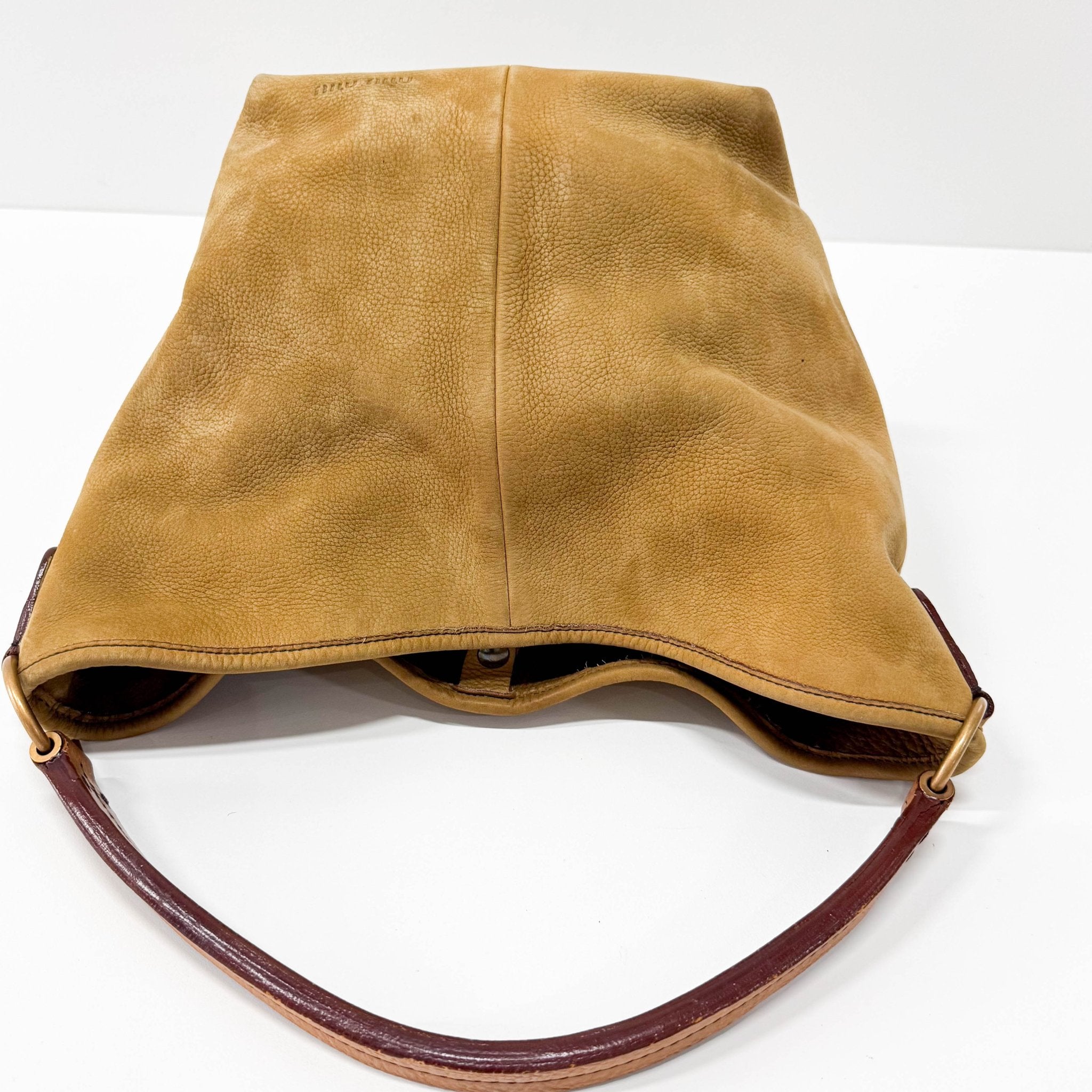 MIU MIU Caramel Suede Hobo Shoulder Bag, in , Sold by HIVE PRELOVED - Shoulder Bags, ,